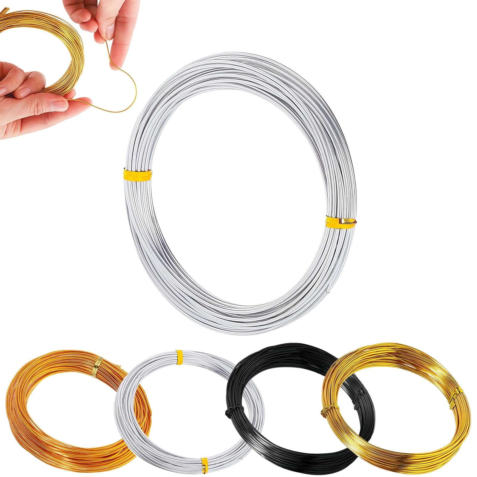 12 Gauge 2mm Aluminum Craft Wire Sliver,49Feet Bendable Sculpting Metal Wire,Metal Crafting Wire for Sculpting,Wreath Craft,Floral Making,Jewelry Making,Weaving and Wrapping Sliver Wires