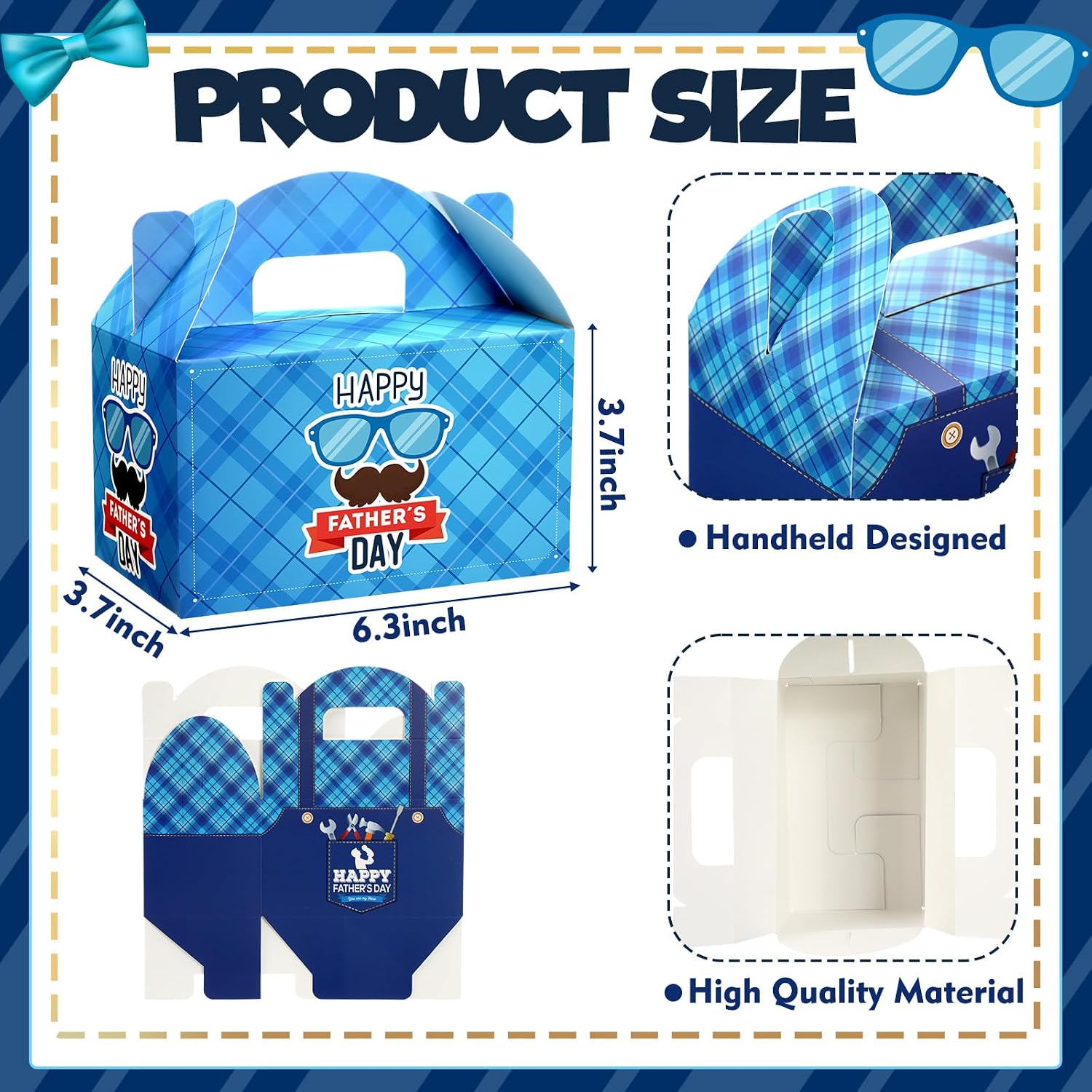 Dunzoom 24 Pcs Fathers Day Party Favors Fathers Day Treat Boxes Dad Theme Goodie Candy Gift Bags Holiday Paper Gift Container for Dads Birthday Decoration image 2