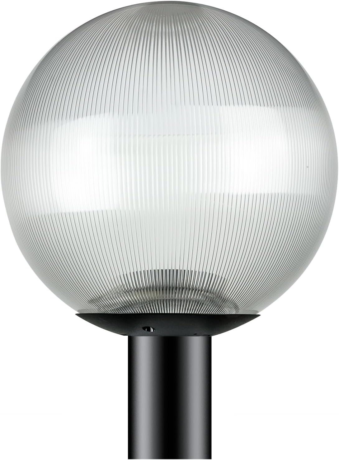 Diodesy- Outdoor Post Light Pole Mount Globe Lantern 12-inch 100W Max E26 Socket (Bulb Not Included) Waterproof Exterior Prismatic Clear Lens Fixture for Garden Yard Driveway Fence Patio UL Listed