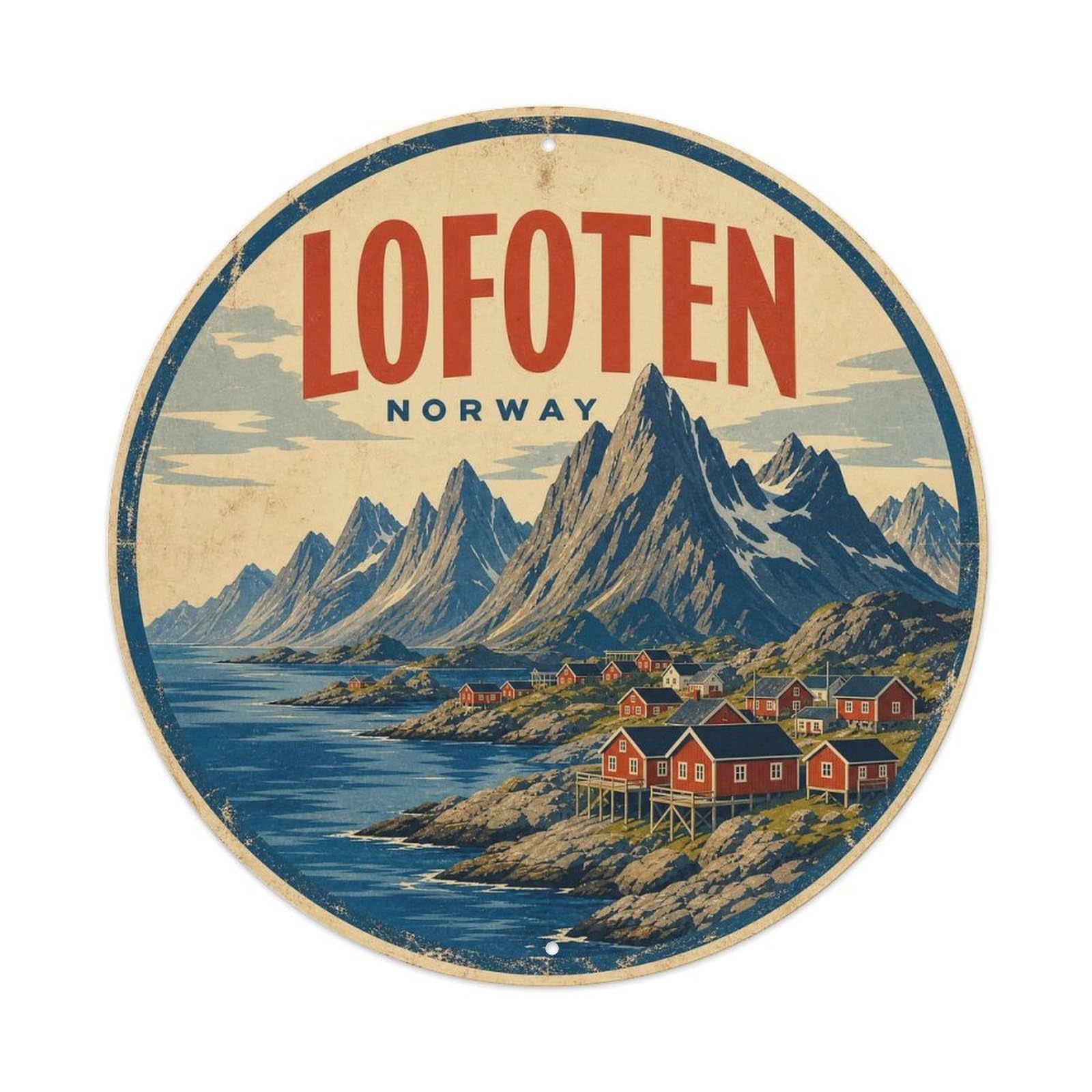 Travel Vintage Norway Lofoten Vintage Metal Tin Sign Plaque Wall Decor for Cafe, Club Bar, Office, Garden Metal Poster 8x8Inch