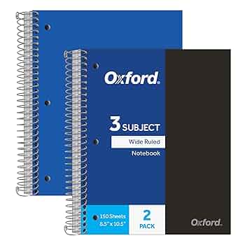 Amazon.com : Oxford Spiral Notebooks, 3-Subject, Wide Ruled