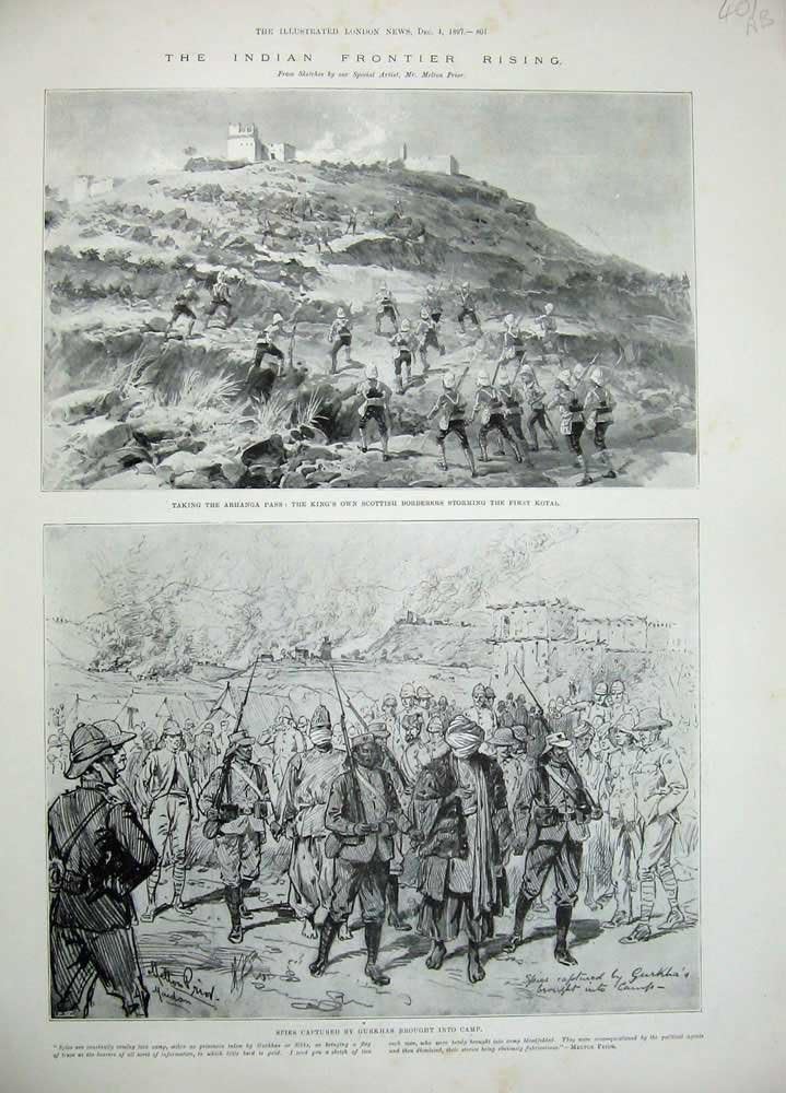 Amazon|1897 のインド戦争の Arhanga Kotal の戦いのグルカ族の Kurram のキャンプ|アートワーク・ポスター