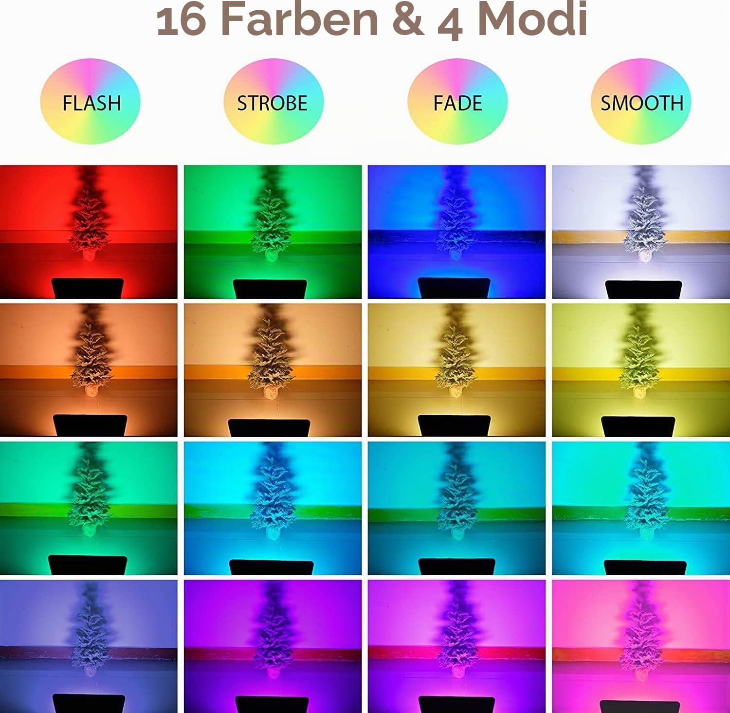 RGB Strahler Outdoor 100W, T-SUNUS RGB LED Strahler Außen mit Fernbedienung 16 Farben und 4 Modi, IP65 Wasserdicht Fluter für Party Halloween Bar Deko Weihnachten