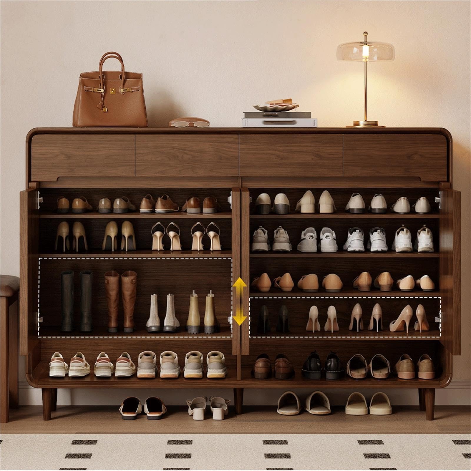 Couloir Armoire à Chaussures Quatre Portes avec tiroirs