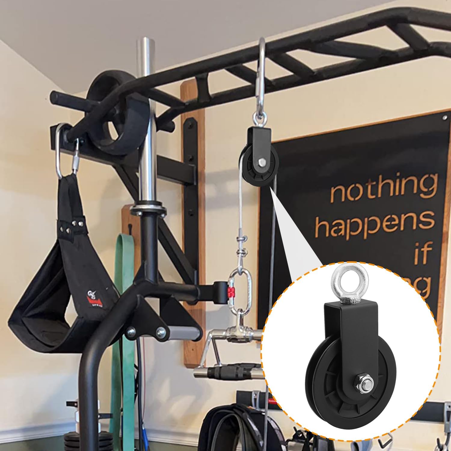 Traction Silent Nylon Gym Cable Pulley Wheel, Rotation 360 Degree Traction Wheel, Strong Bearing Capacity,for LAT Pulley System DIY Gym Pulley System