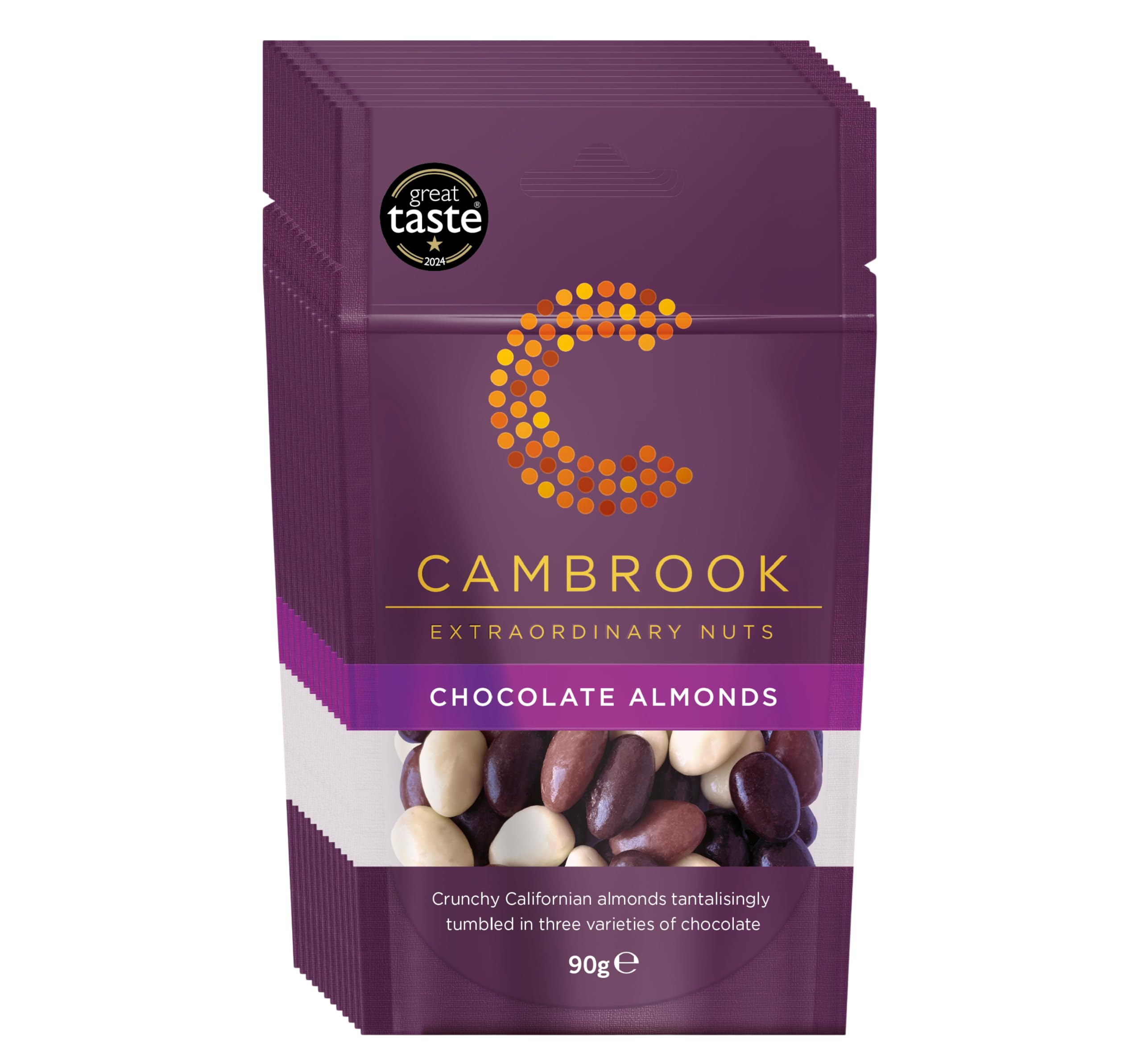 Cambrook - Chocolate Almonds, 90g Bags, Pack of 12