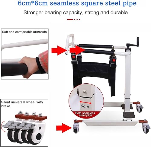 Miniatura 5 de seveni Silla de transferencia de paciente, asistencia de elevación para ancianos, portátil, elevador de automóvil, mesita de noche, cómoda silla de