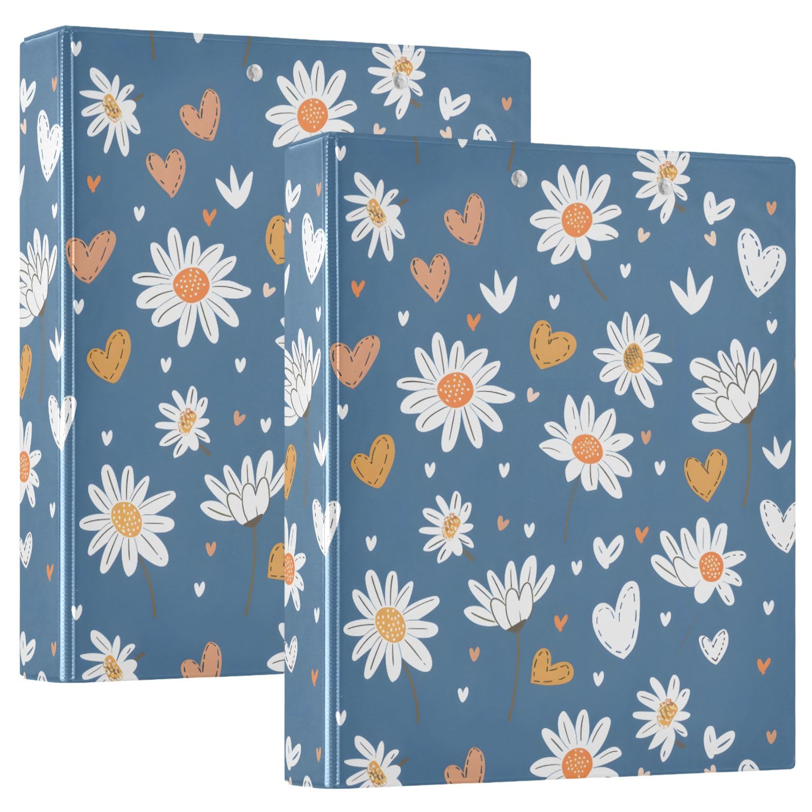 Raccoglitore a 3 anelli per disegno a mano, motivo margherite, 3,8 cm, contiene 200 fogli con 3 tasche interne in PVC trasparente, per scuola e ufficio