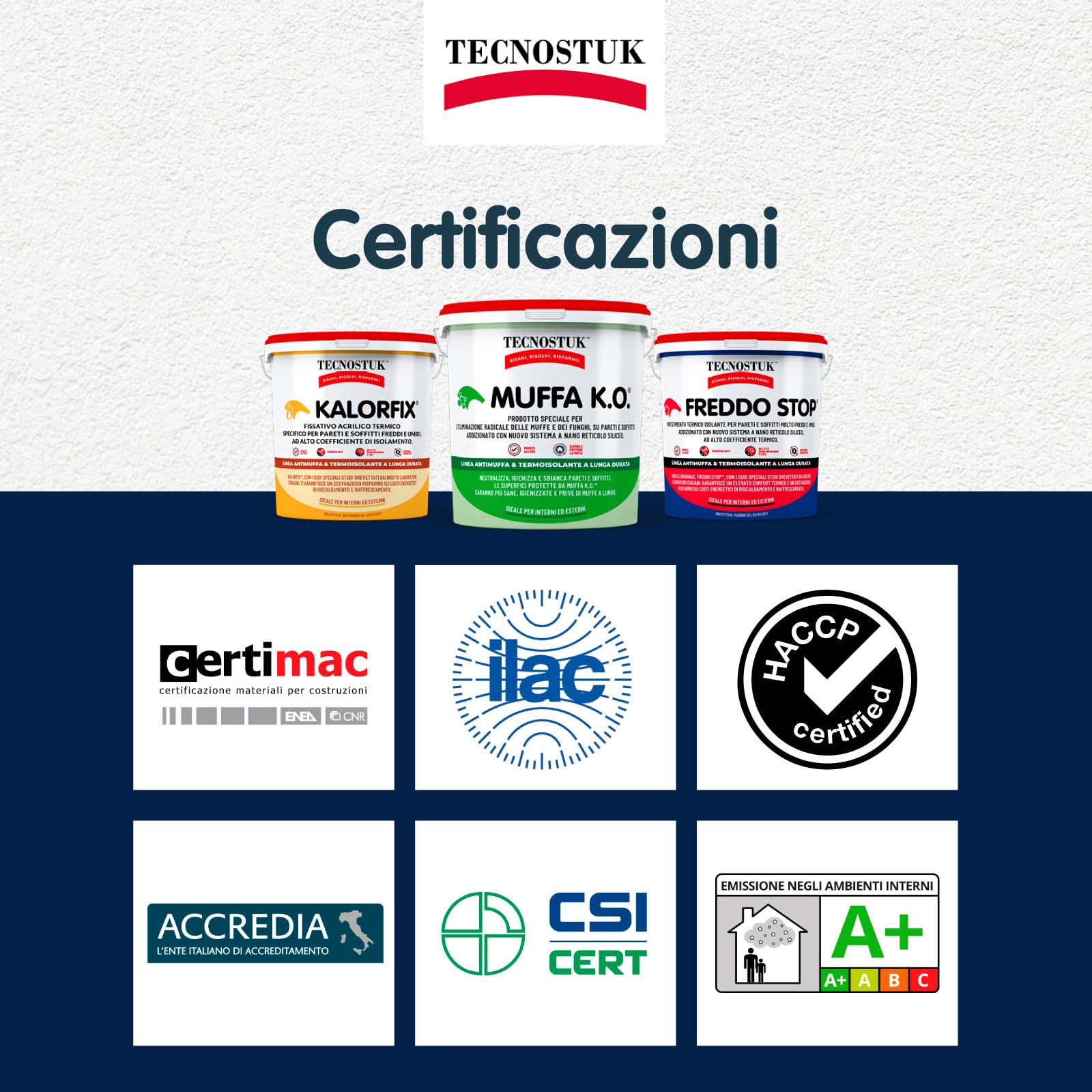 Eurocali Freddo Stop Tecnostuk lt.2,5 Rivestimento Termico Traspirante per Interni ed Esterni Made in Italy - Termoisolante per Muri Molto Freddi Freddostop