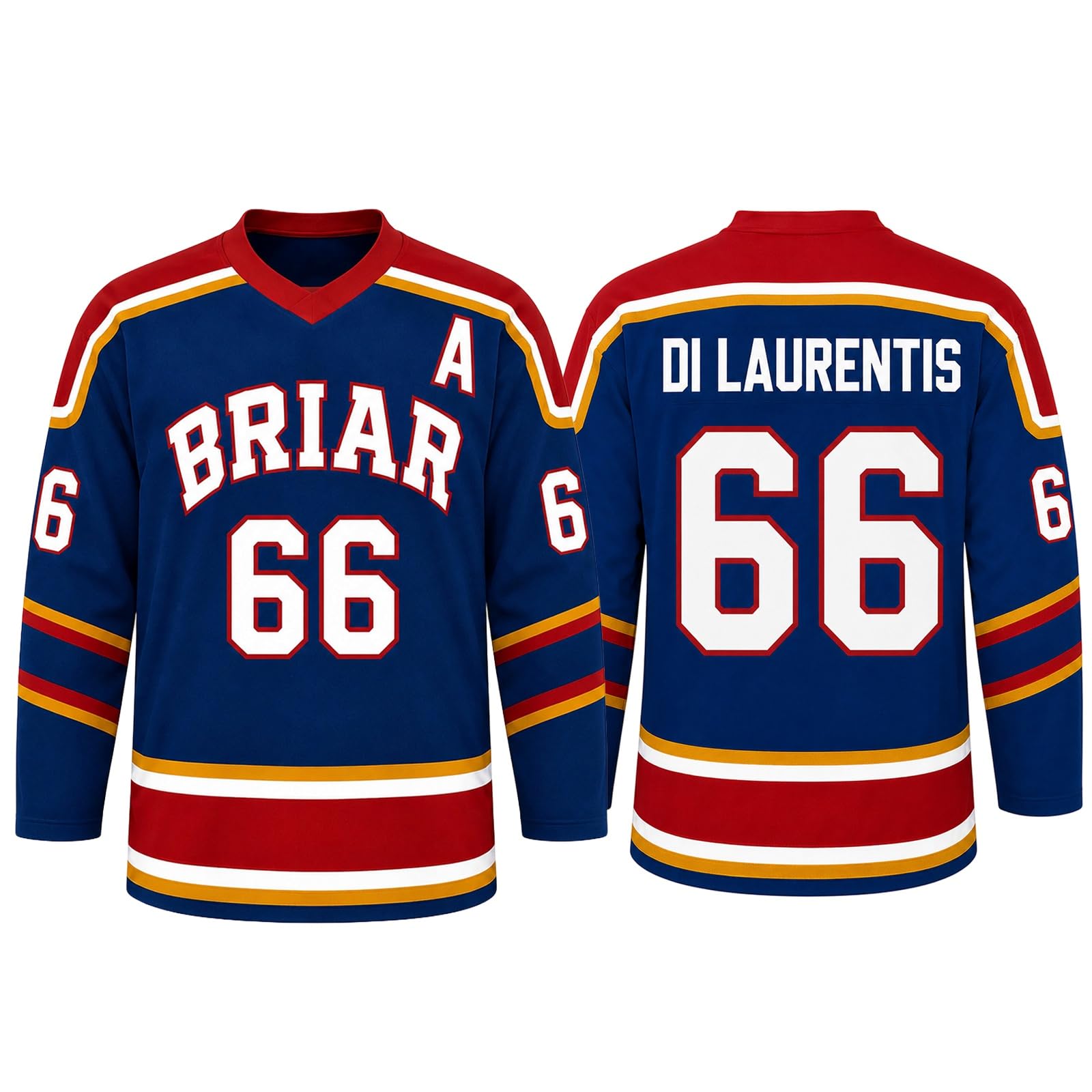 Off Campus Merch Off Campus Hockey Jersey Graham 44 & Logan 22 & Tucker 46 & Di Laurentis 66 Briar U Jersey Shirts Unisex Long Sleeve Briar Hockey Shirts for Fans 02-Red 4XL