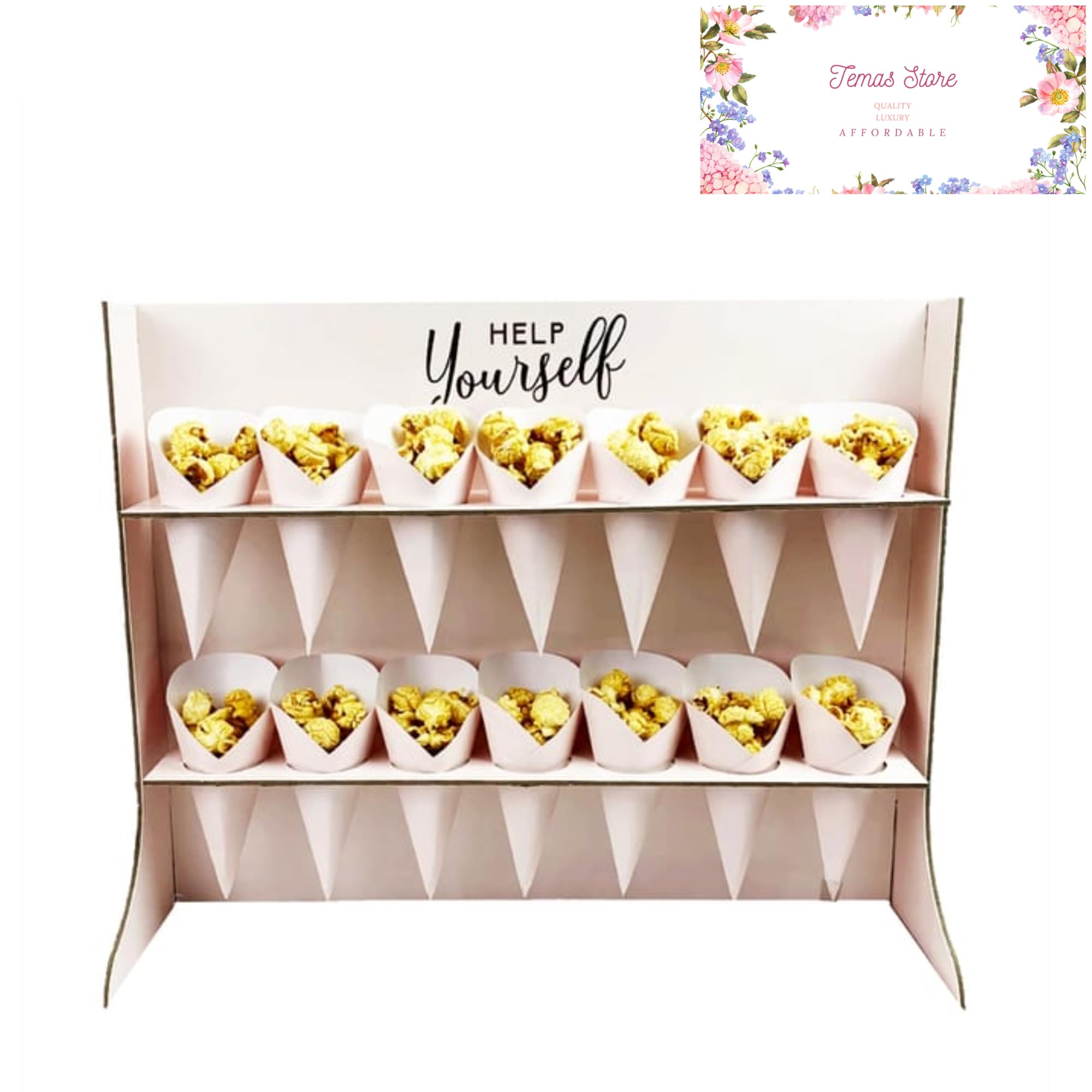 Temas Treat Wall Display Stand | Popcorn Stand | Sweet cone Stand | Sweet Display | Party Display Stand | Birthday | Baby Shower | Hen Party (Pink)