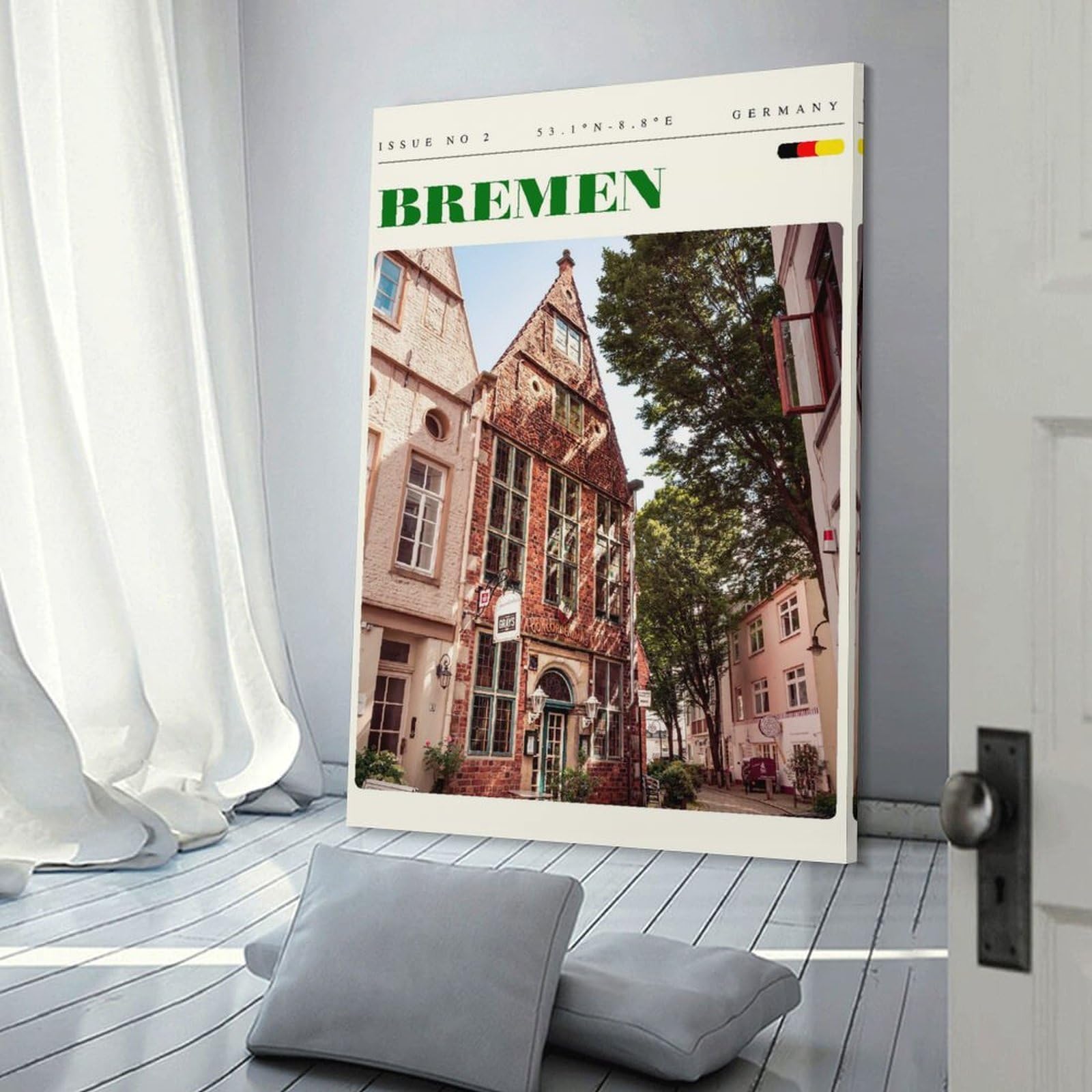 Junmoney Bremen Germany Travel Art Decorative Wall Artwork 24x36inch(60x90cm), for Home Lounge, Bedroom Or Reading Nook, Easy Decor for Gallery Walls