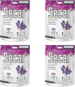 Kit 4 Unid Evita Mofo Desumidificador Anti Mofo Closet Pendurável 250g Lavanda