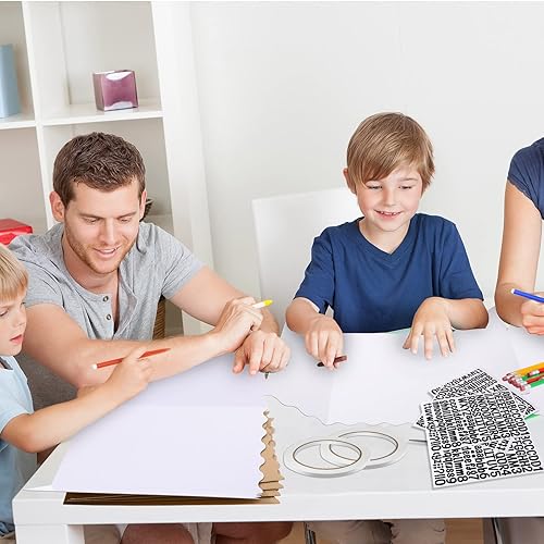 Miniatura 4 de Paquete de 10 tableros de presentación triples para pósteres, cartón plegable para proyectos con 10 hojas de calcomanías para letras, 3 rollos de