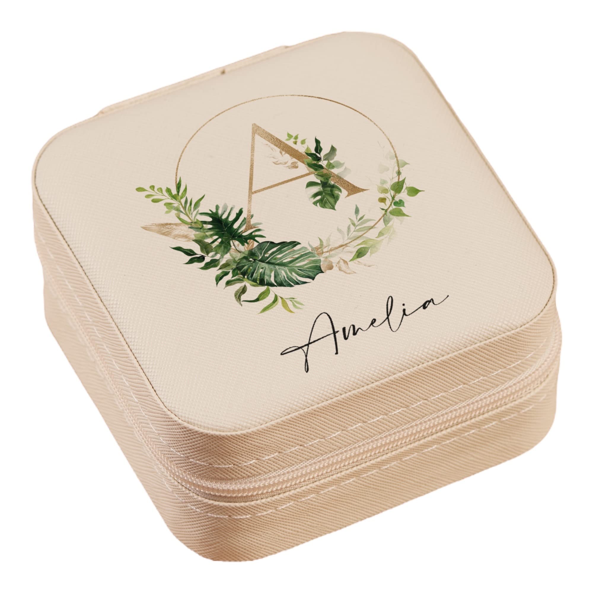 Personalised Any Name Monogram Jewellery Box Gift Tropical Theme