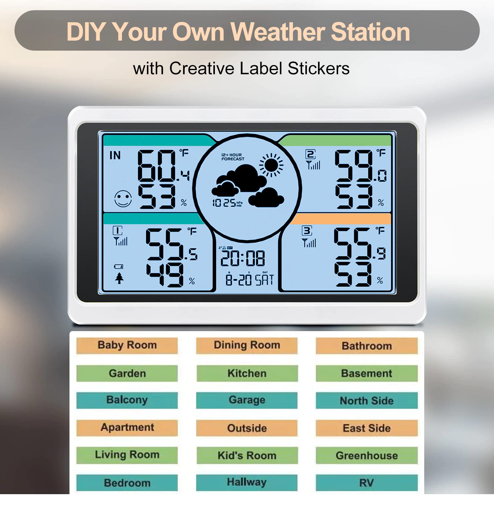 Termometro digitale con 3 sensori wireless, igrometro, per interni ed esterni, frigorifero, congelatore, climatizzatore, misuratore di temperatura ambiente per tutti i tipi di stanza (bianco)