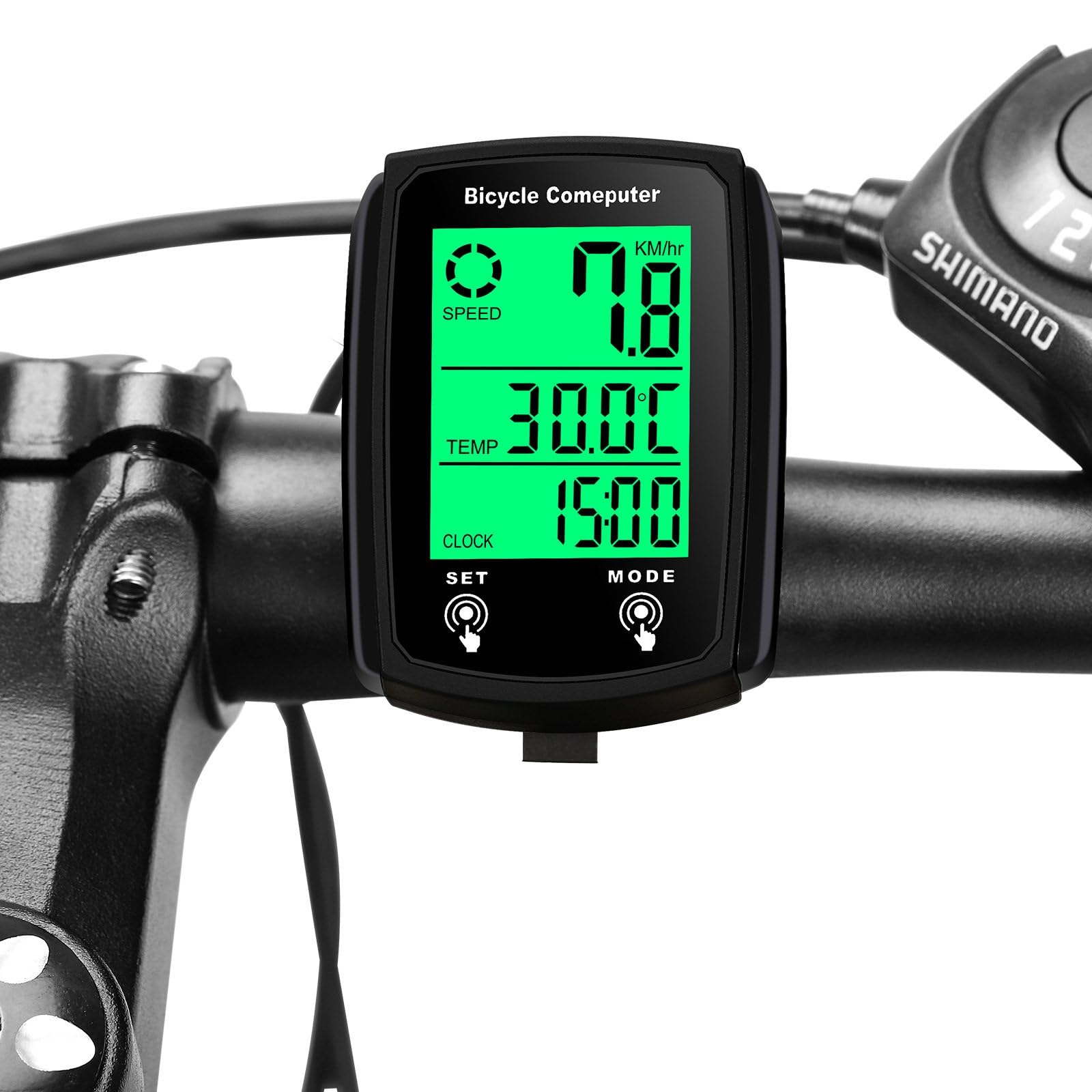 JZK Wired bike computer with LCD backlight Display, 19 functions waterproof cycle speedometer, mountain bike speedo meter, bicycle odometer for bike/MTB, cycling accessories