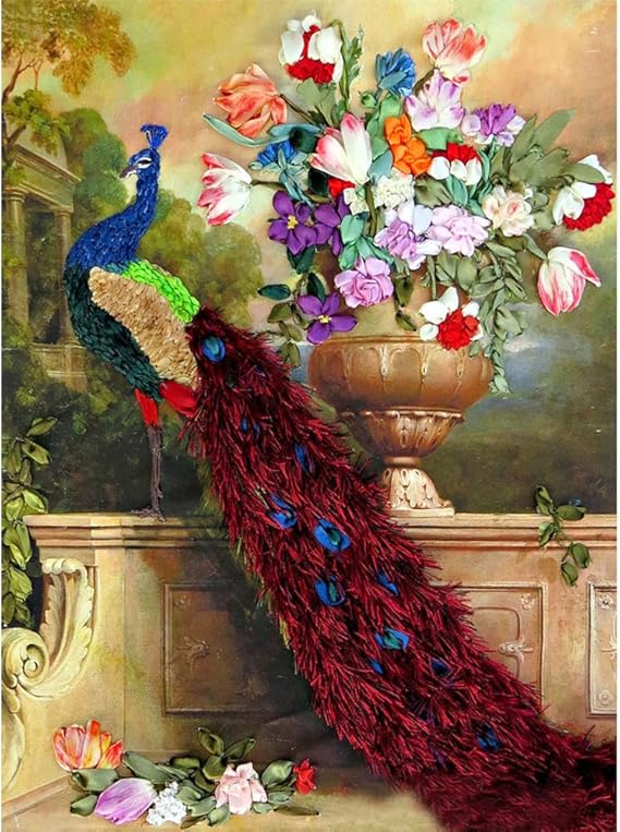 ChengDuGeLiDianZi 5D Full Round Diamond Painting DIY Peacock Picture