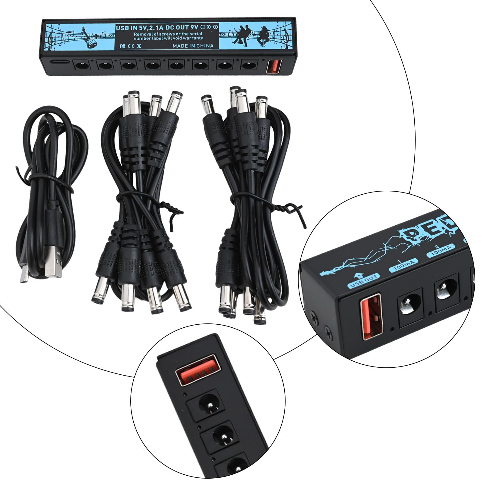 SPS-60 Alimentatore a pedale per chitarra 10 Pedali totalmente isolati Alimentatore Multi Effetti Alimentazione Pedali per chitarra Alimentazione Pedale effetto chitarra in metallo per uscite