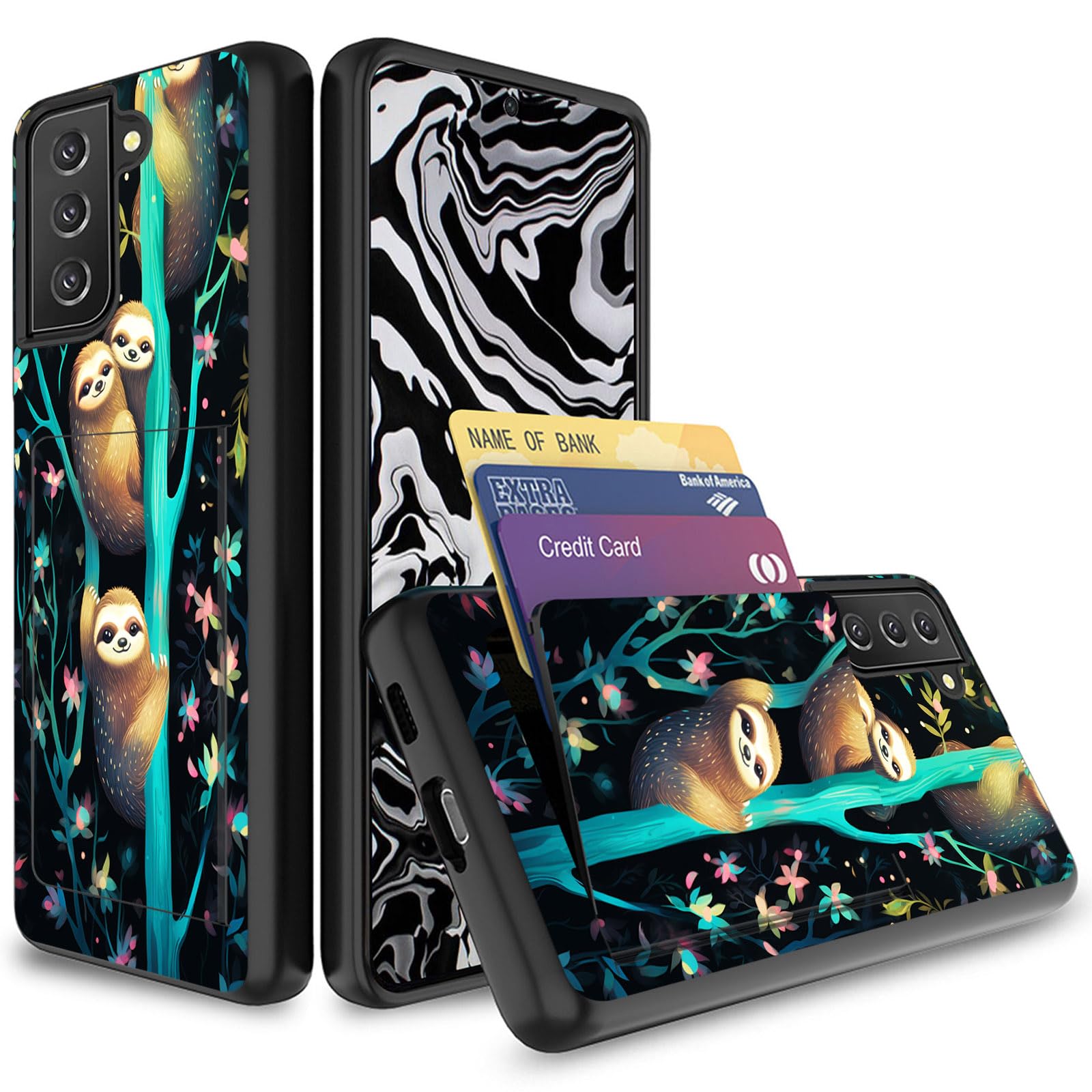 GFEWYTJYJ for Galaxy S23 Plus Case with Card Holder,Shockproof Armor Silicone Hybrid Rugged Protective Wallet Cover Case for Samsung Galaxy S23 Plus