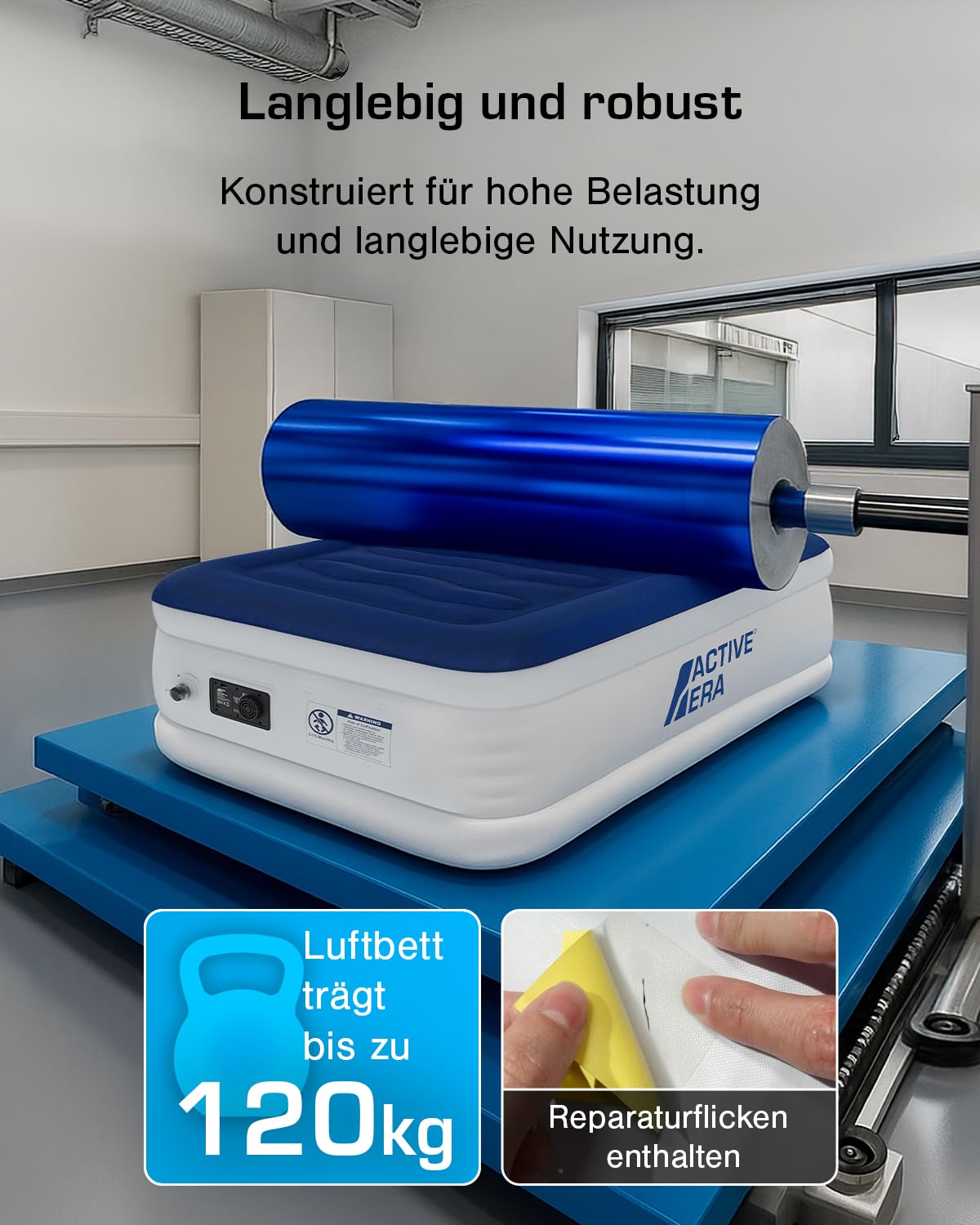 Active Era Luftmatratze 1 Person 99×188×36.5 cm Selbstaufblasend mit Elektro-Pumpe Flock-Oberfläche Air-Coil Komfort