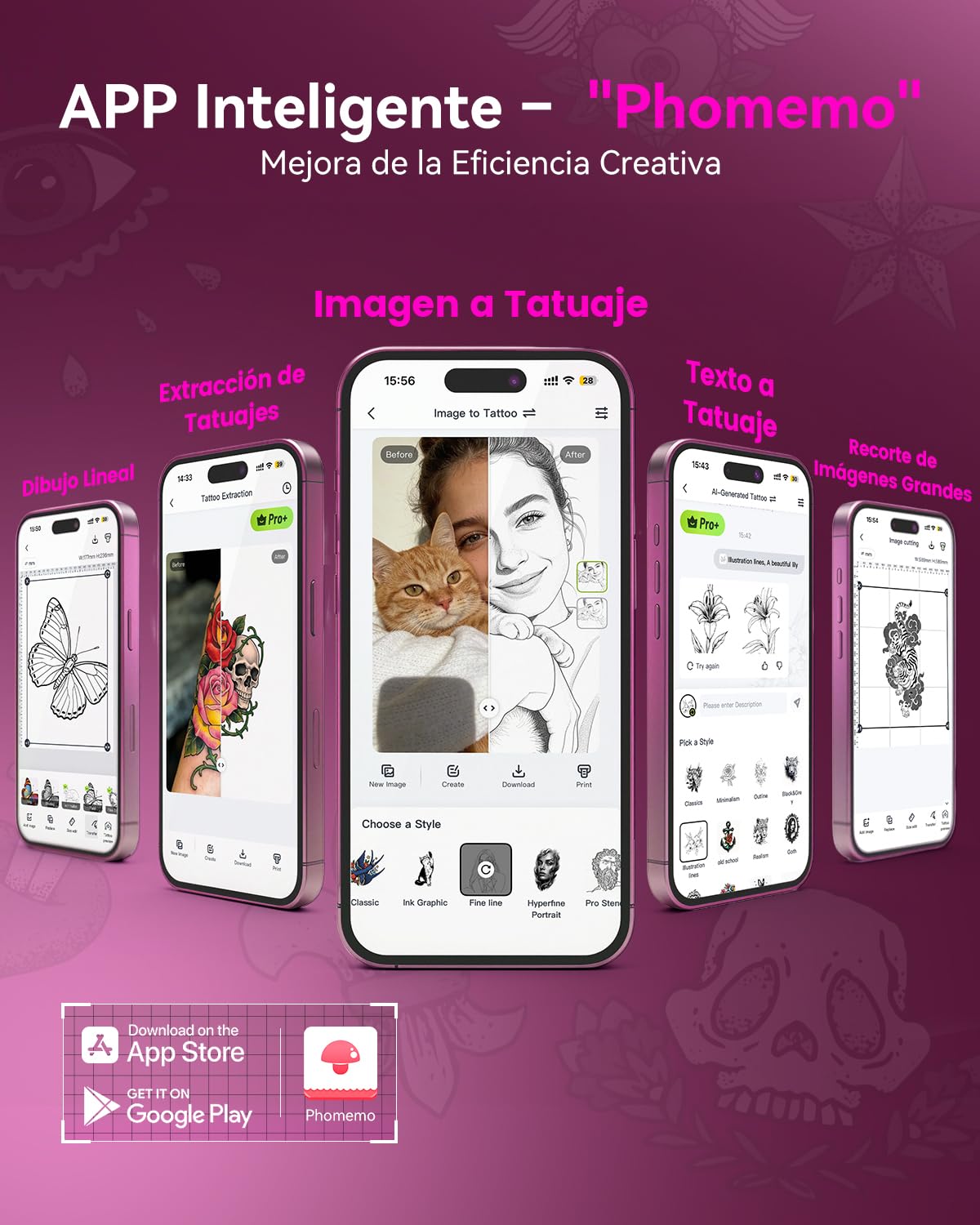 Phomemo M08F Plus AI Imprimante à Pochoir pour Tatouage avec écran Tactile - Thermocopieur Tatouage Thermique pour Artistes