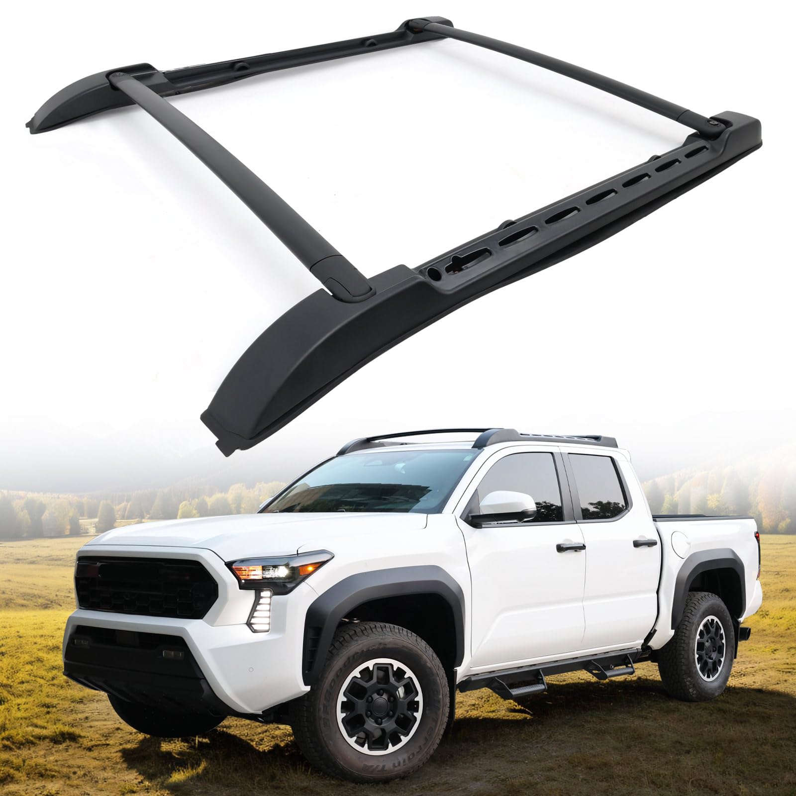 260LBS Aluminum Roof Rack Cross Bars Fit for 2024 2025 2026 Toyota Tacoma Double Cab | Heavy-Duty, Waterproof & Rustproof | for Kayak, Bike, Snowboard Low Profile OE Style Tacoma Storage Accessories