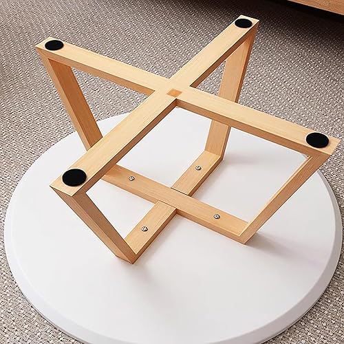 Miniatura 7 de HM&DX Mesa de centro de madera maciza, moderna mesa de centro redonda para sala de estar, mesa auxiliar de madera de granja, mesa auxiliar de mesa