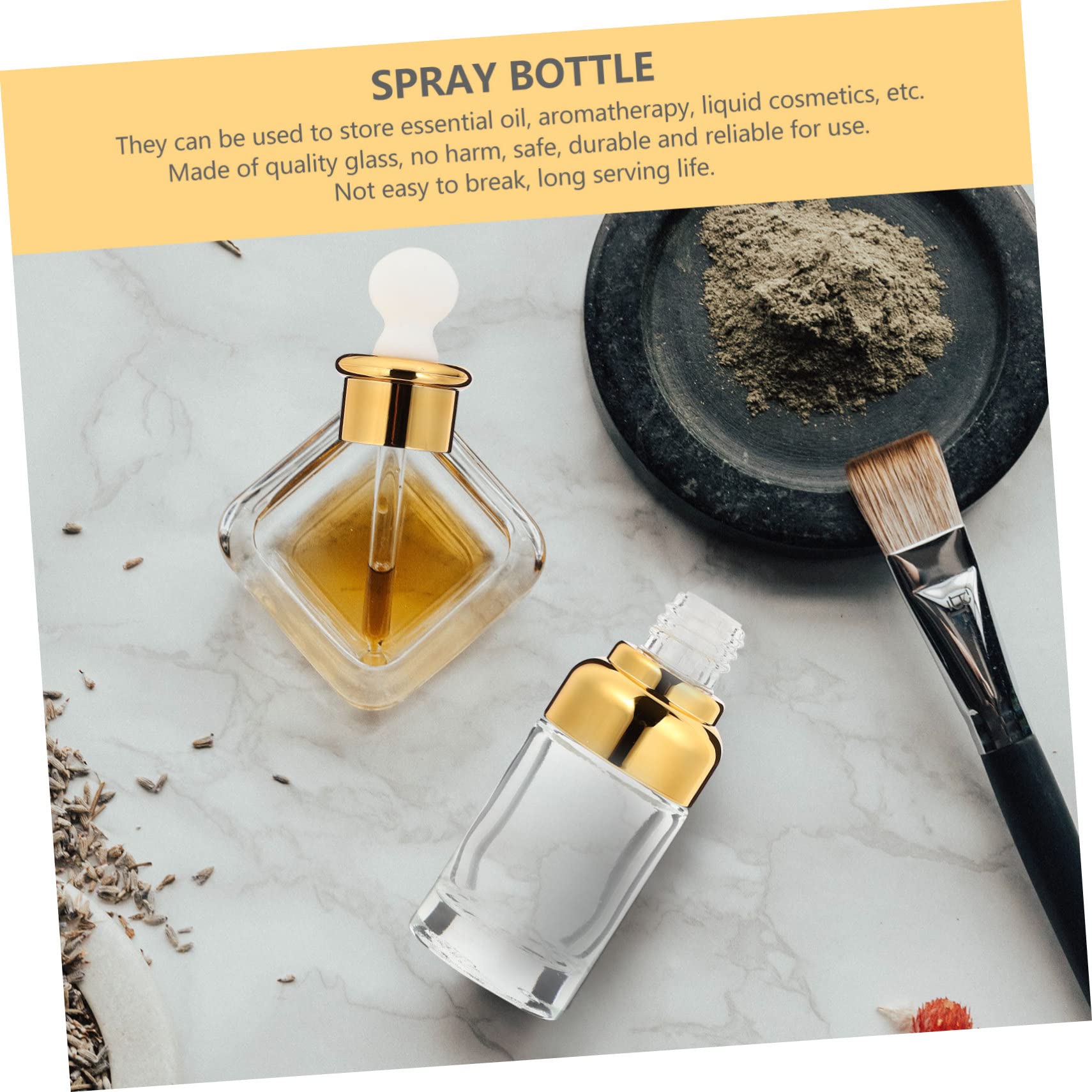 10 Stück 50ml Gold Glas Tropfflaschen für Ätherische Öle | Auslaufsicher für Reisen, Praktische Nachfüllbehälter, Leer und Wiederbefüllbar