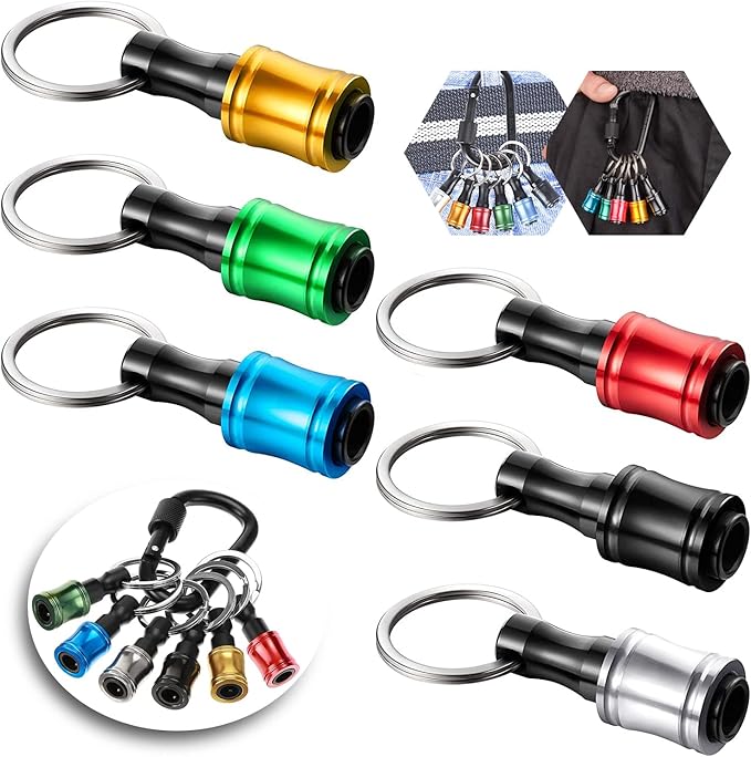 Zumist Hex Shank Screwdriver Bits Holder Keychain, 6IN1 Aluminum Alloy