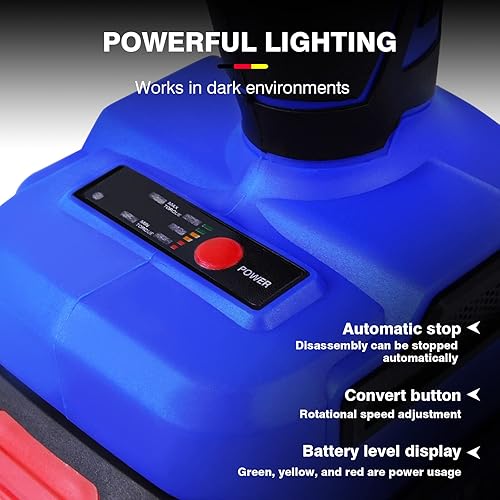 Miniatura 7 de Sierra recíproca sin escobillas de 21 V, kit de sierra eléctrica ultraligera con 2 baterías de 1.5 Ah, 4 hojas de sierra, 0-1900 RPM, luz LED,