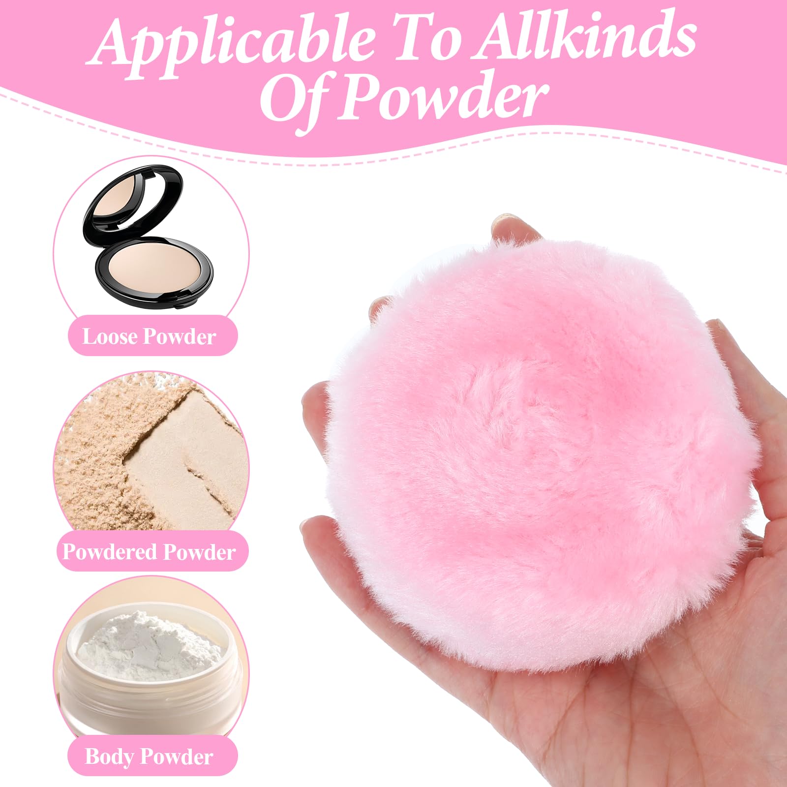 YUXIANLB Puder do ciała miękkie puszyste poduszki 4 szt. zmywalne długie włosy gąbka podkładka wielokrotnego użytku welur uroda blender urocze ustawienie puff mokry suchy podkład aplikator dla kobiet
