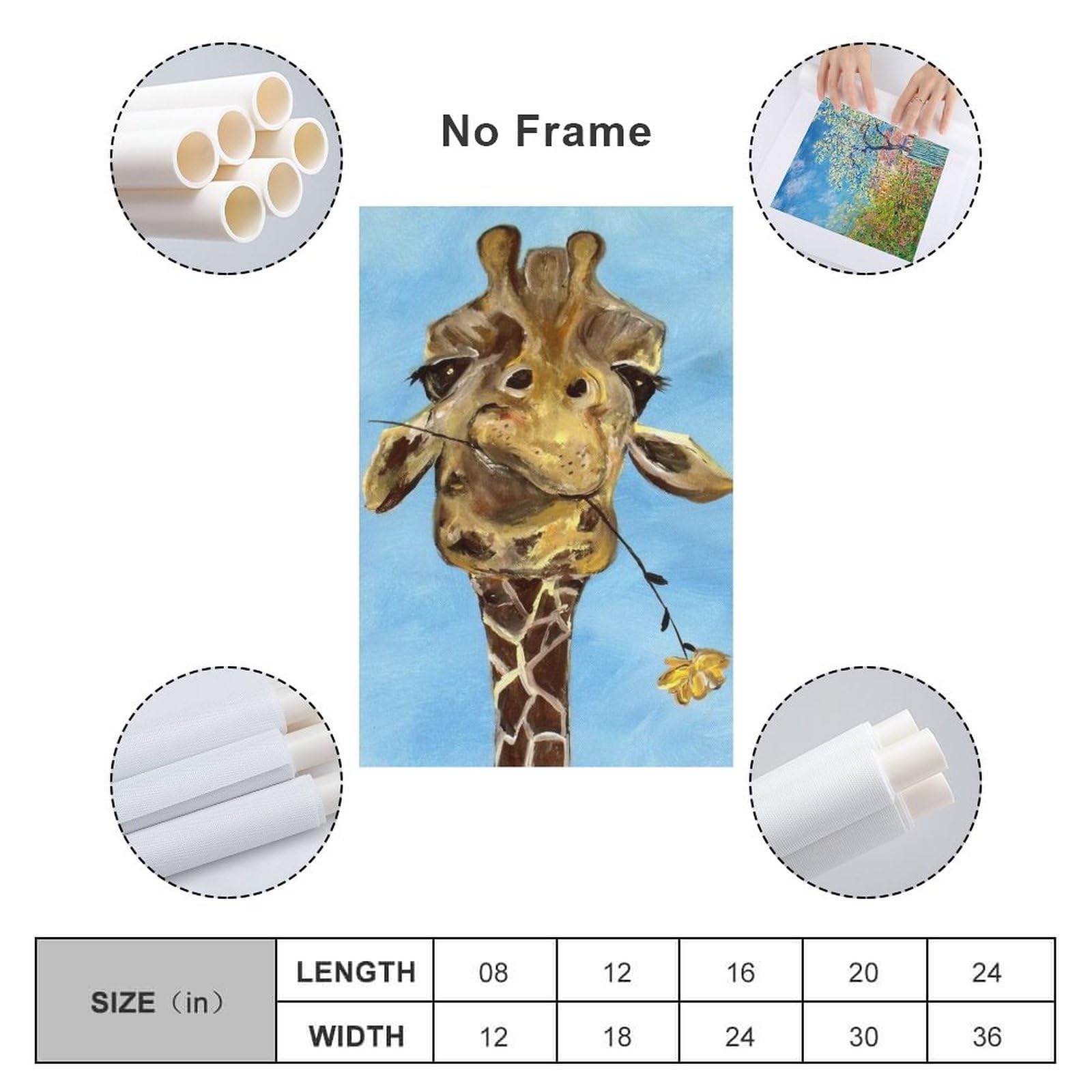 Amazon.co.jp: 絵画 キリンが口に花をくわえているインテリア 絵画