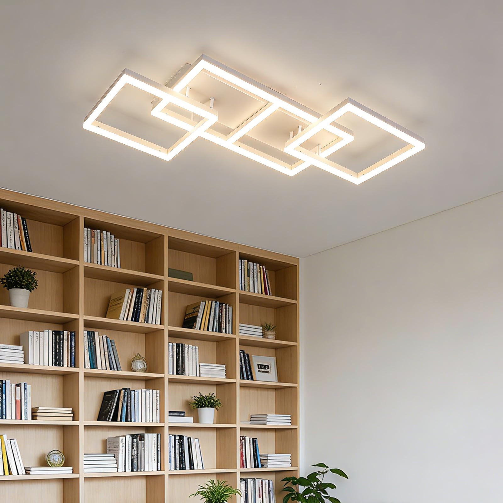 ANTENLICHT LED Deckenleuchte 85CM Dimmbar Wohnzimmer Deckenlampe 75w 7200LM, Wohnzimmerlampe mit Fernbedienung 3000K-6500K, Metall Rechteckige Schlafzimmerlampe Deckenbeleuchtung für Schlafzimmer Büro