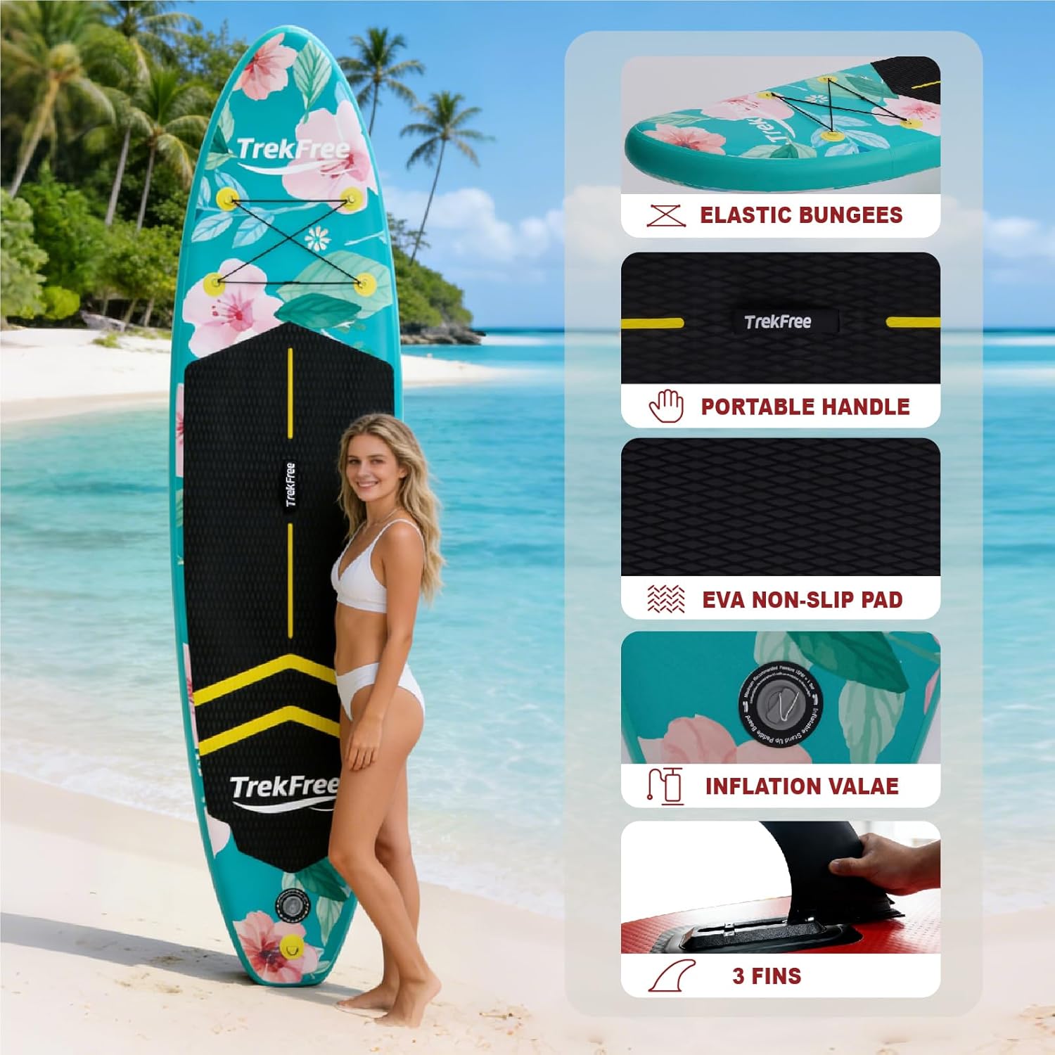 Inflatable Stand Up Paddle Board, 10'6" Paddle Boards with StabilTrac Fin and Durable SUP, Non-Slip EVA Deck, Ultra-Light Manual Air Pump,Our SUP for Youth & Adults of All Skill Levels,Green