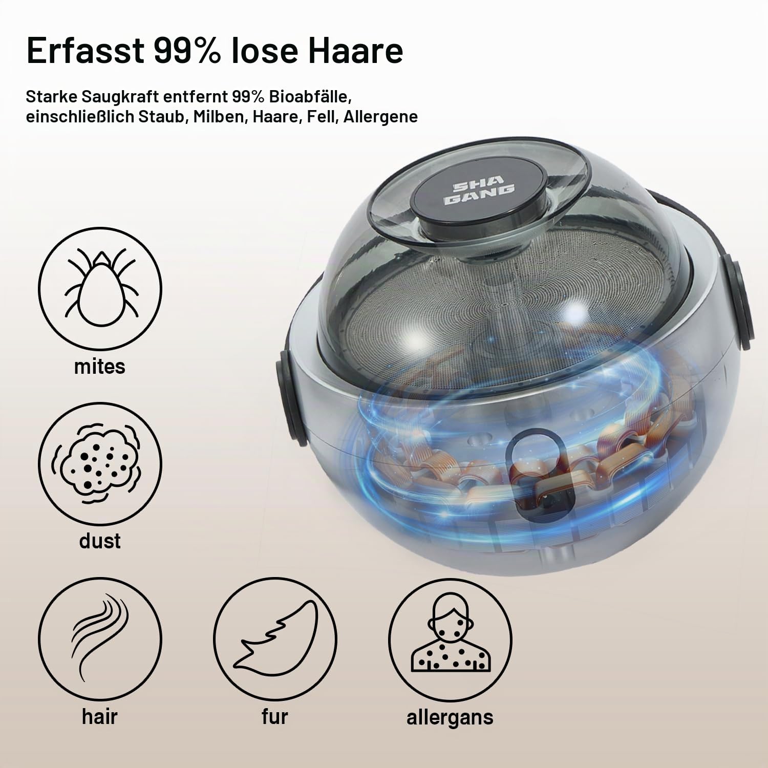 Hundestaubsauger mit Bürste,Schnurlose Pflege Kit mit Staubsauger,starke Saugkraft von 10000 Pa, entfernt 99% Tierhaare, kabelloses, geräuscharm, leicht zu reinigen für Hunde und Katzen