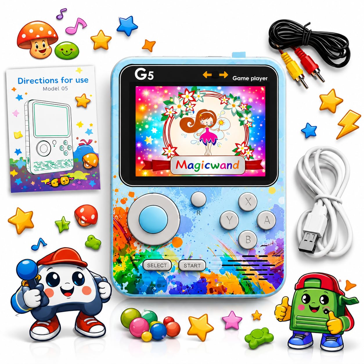Magicwand【Pack of 1 Game】 500-in-1 Remote Controlled Retro Handheld Video Game Console Box with TV Output【Colors As Per Stock】-image-33