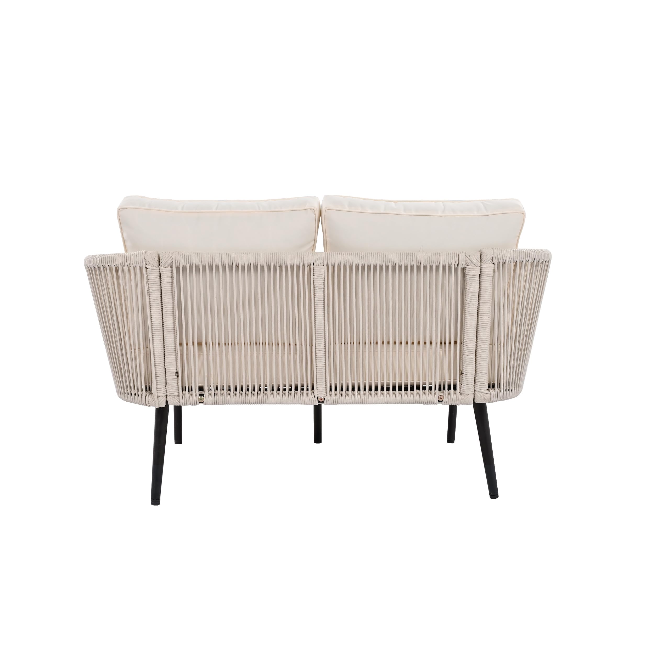 Merax Sonnenliege, Outdoor Gartenliege mit 2 Kissen und 2 Polster, Liegestuhl Garten mit abnehmbar und waschbar Kissen für Balkon Terrasse, Gartenlounge Set, Beige