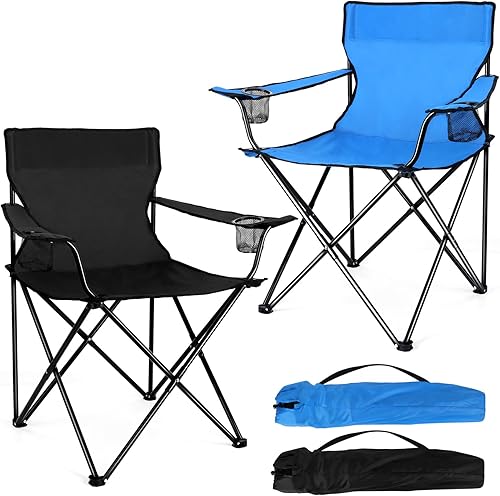 Joyfair Silla de camping portátil, sillas plegables para césped al aire libre para adultos, sillas plegables grandes resistentes para playa, pesca,