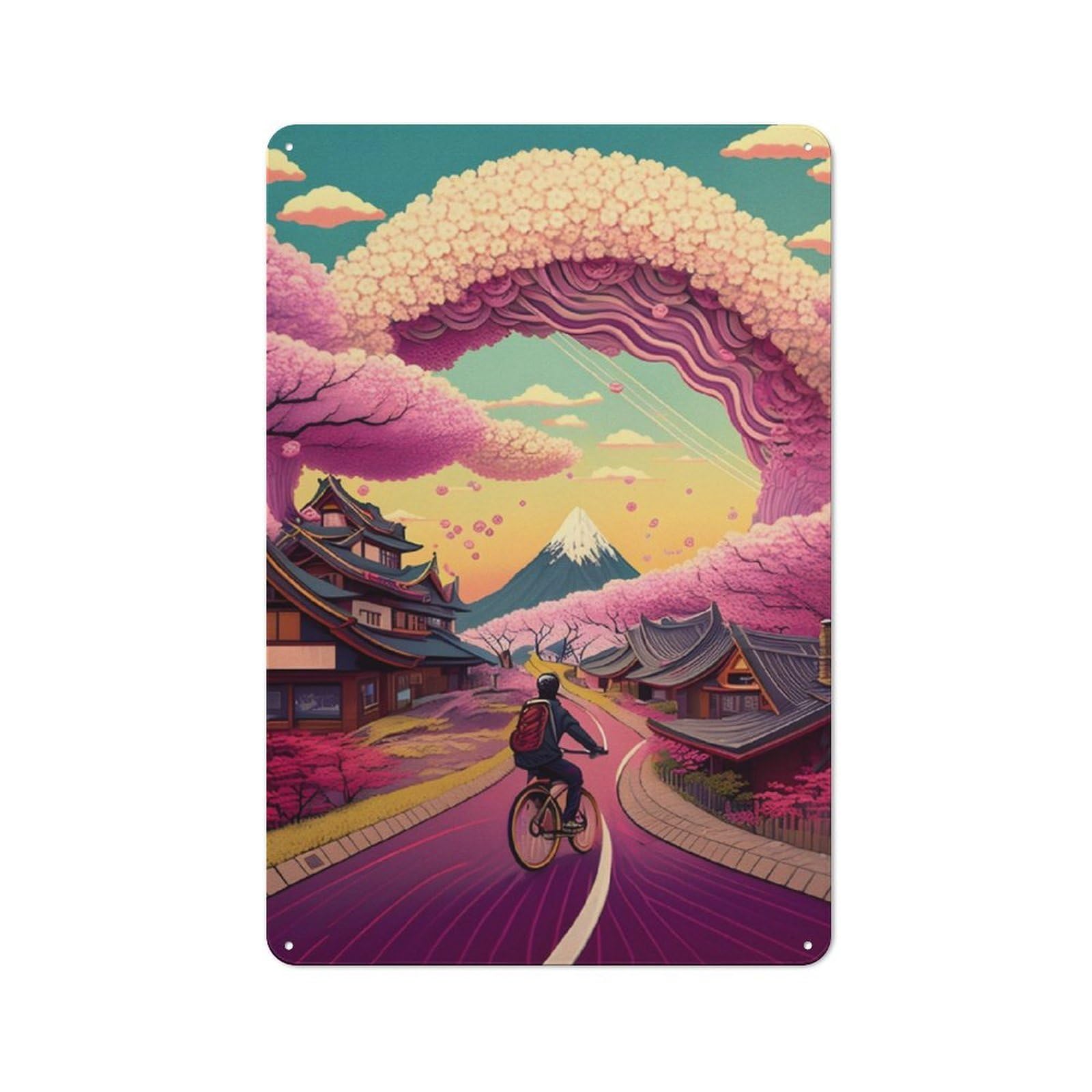 Junmoney Ride A Bicycle Tin Wall Plaque 30X20cm With For Studio Or Craft Room, For Metal Sign Collectors, For Kitchen And Home Bar Decor