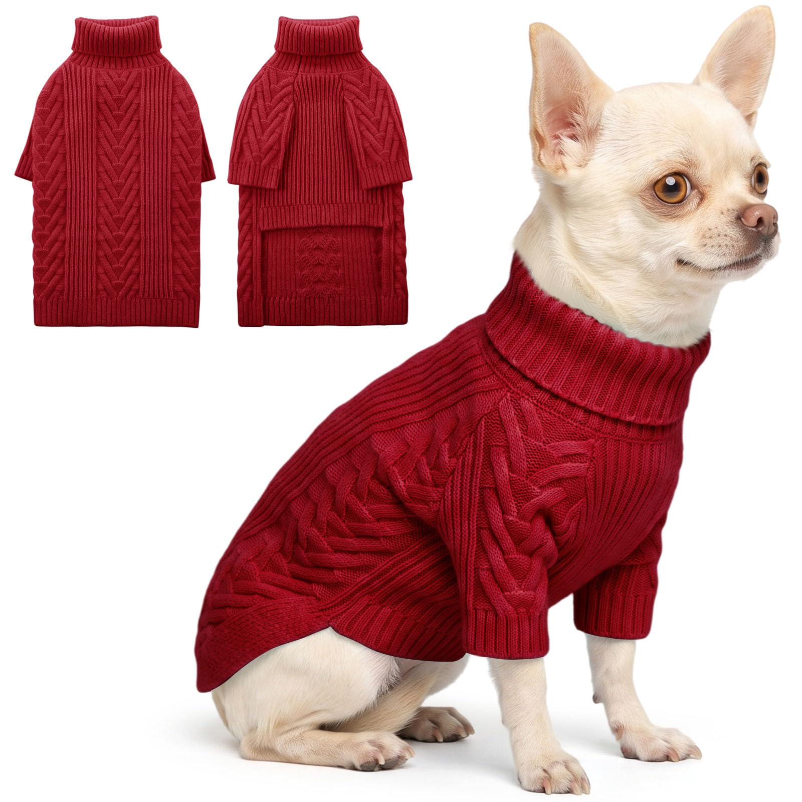 ASENKU Dog Sweater for Small Dogs, Turtleneck Dog Sweater for Chihuahua