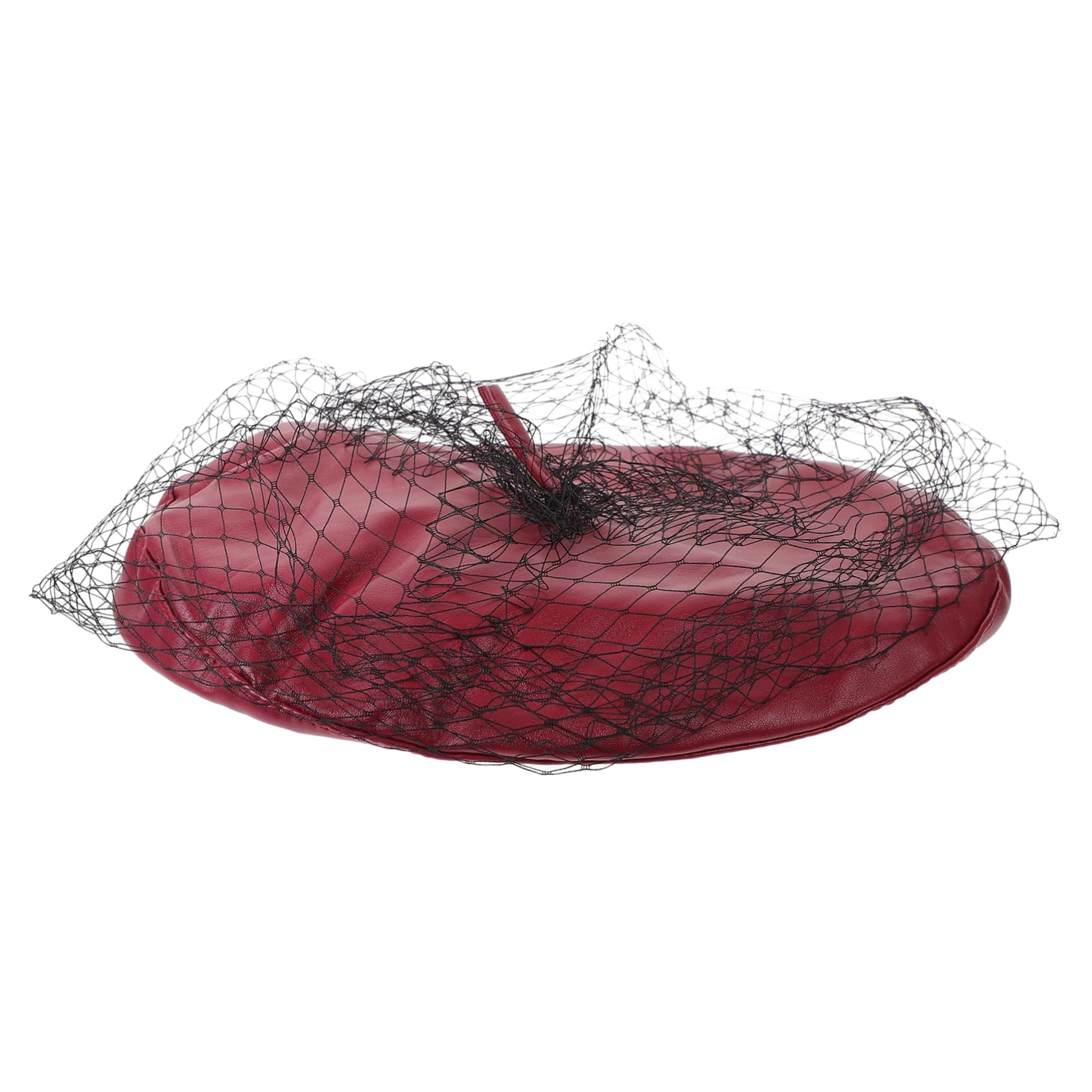 PartyKindom Unique French Beret Hat Veil Decorative Artist Hat Women's Fascinator for Special Occasions