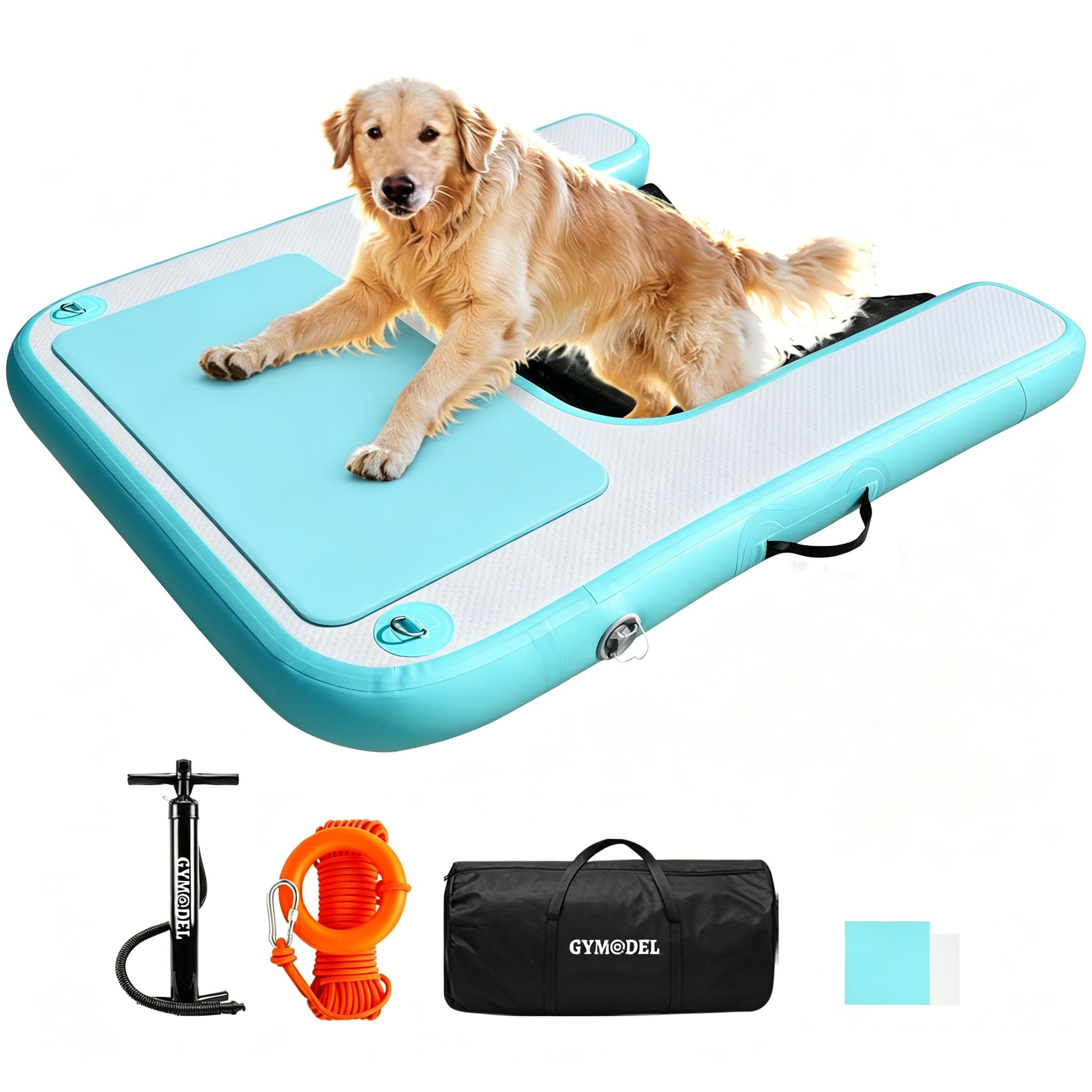 aufblasbare Hunde-Wasserrampe, rutschfeste schwimmende Dockleiter für Pools, Boote & Seen, Poolrampe für Hunde bis 200 Pfund (Minzgrün)