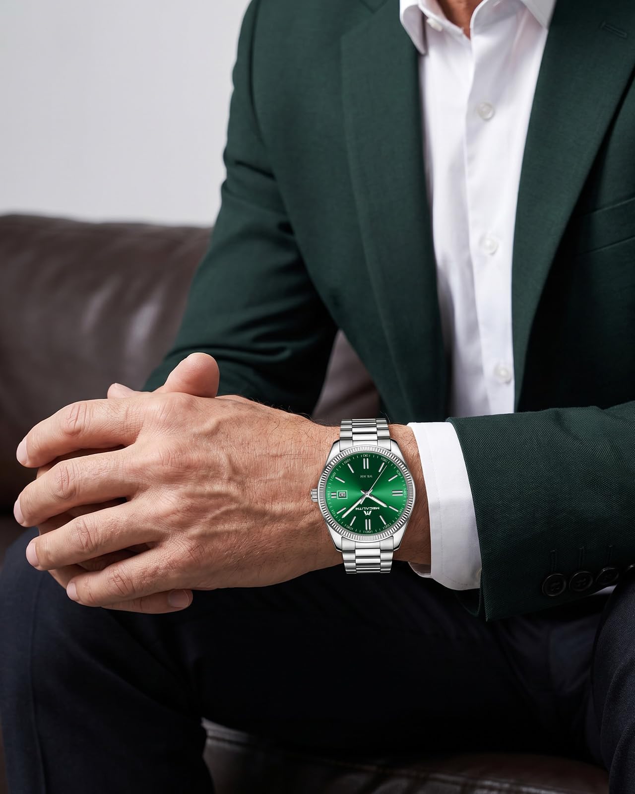 MEGALITH Montre Homme Affaires Analogique: Acier Etanche Montres avec Aiguilles Lumineuses Date - Cadeau Anniversaire pour Travail Business Hommes Design Intemporel