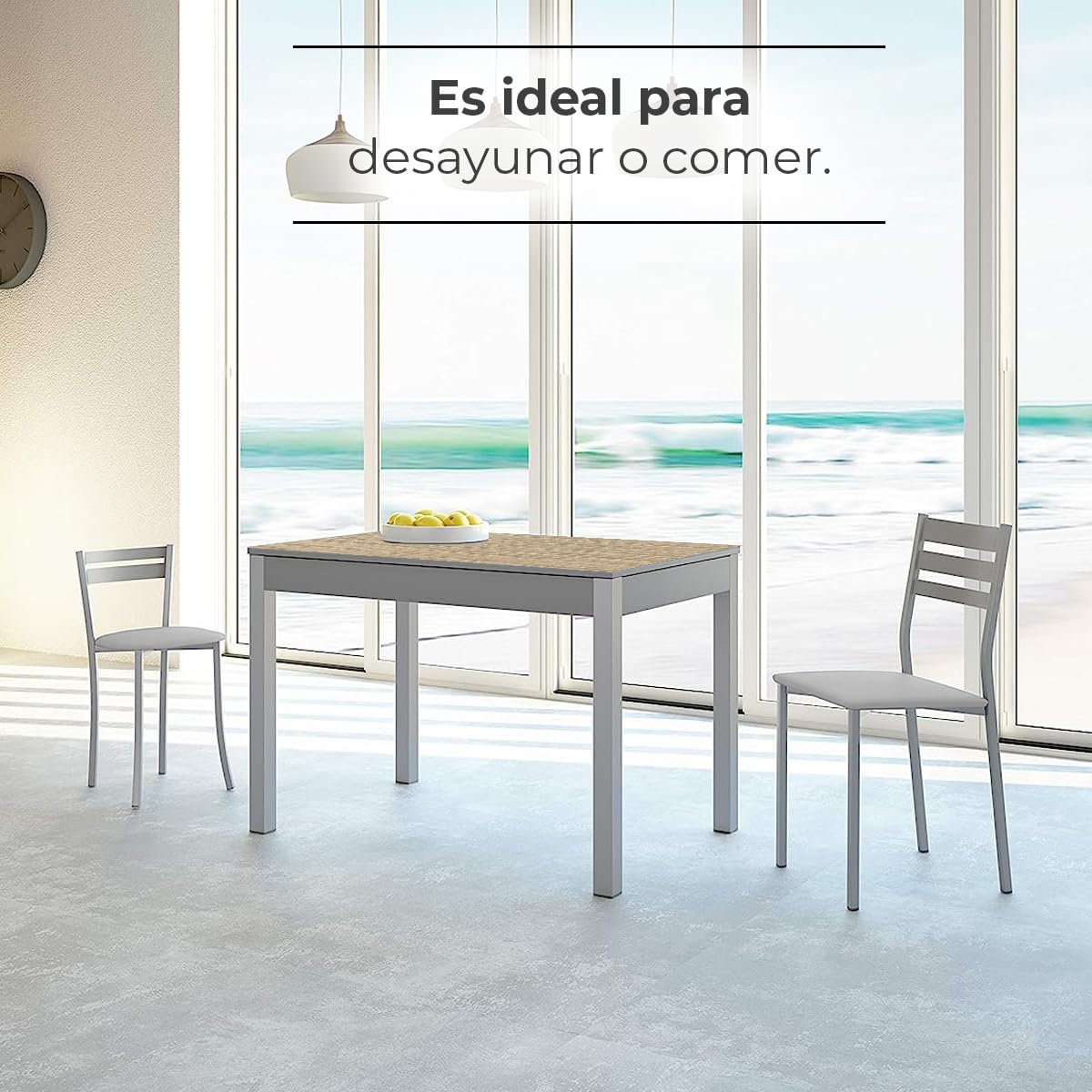 ASTIMESA Tipo Carro Mesa de Cocina, Metal, Roble Raw, 100x60cm