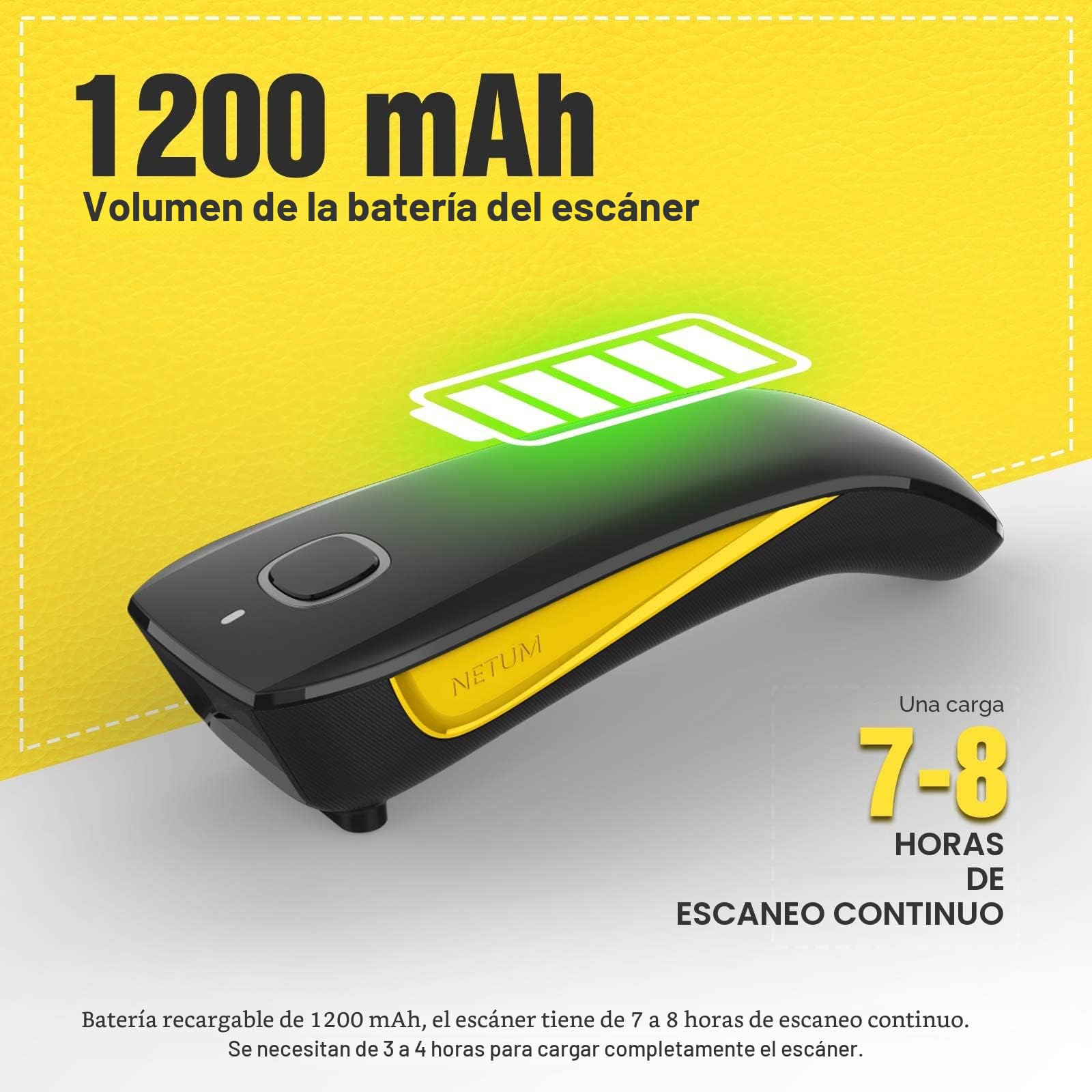 NETUM Escáner de código de Barras 1D 2D inalámbrico, Bluetooth QR escáner de Bolsillo portátil, para inventario para tabletas, iPhone, iPad, Android, iOS, PC y POS - C750