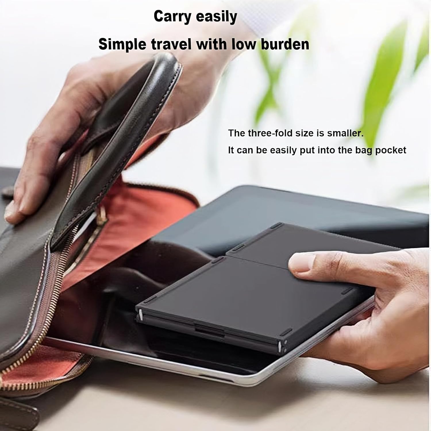 Guiheng Foldable Bluetooth Keyboard with Touchpad, Portable Wireless Keyboard Rechargeable Full Size Ultra Slim Pocket Folding Key Board for Android Windows iOS Tablet & Laptop-Grey