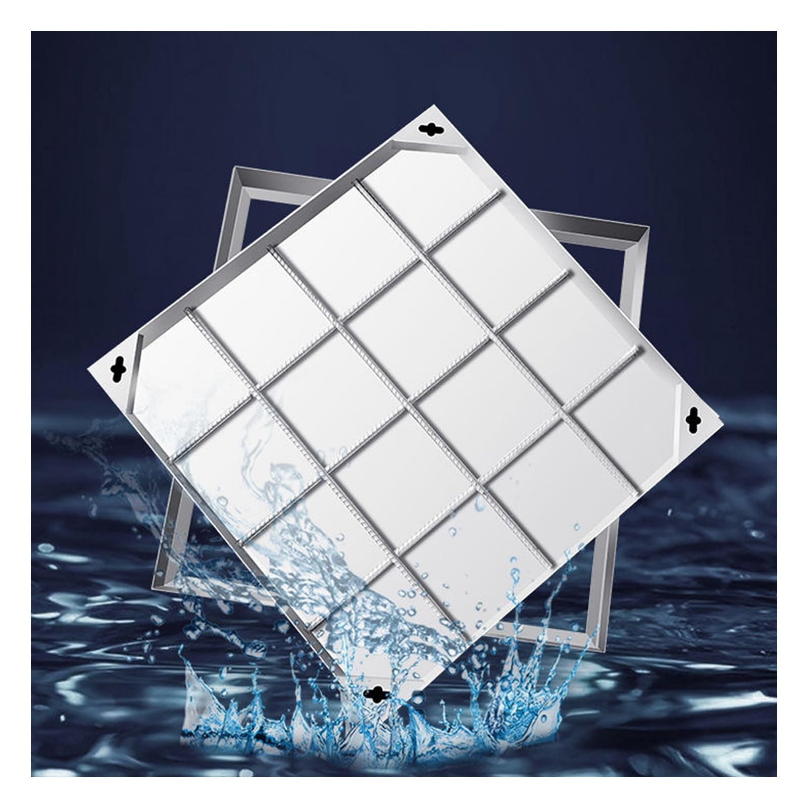 GBRSXYIP Invisible Heavy Duty Manhole Cover - 304 Stainless Steel Sewage Basin Cover for Yard Driveway Pavement - Recessed Design 60x60cm (23.6"x23.6")