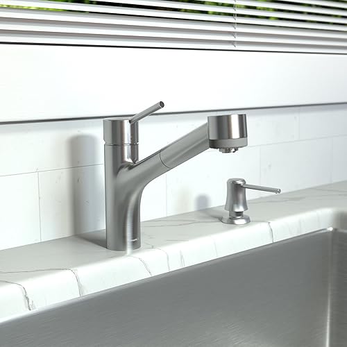 Miniatura 3 de hansgrohe Talis S Easy Install grifo de cocina 1 mango 9 pulgadas de alto Pull Down pulverizador amplio alcance en acero inoxidable óptico, 06462860