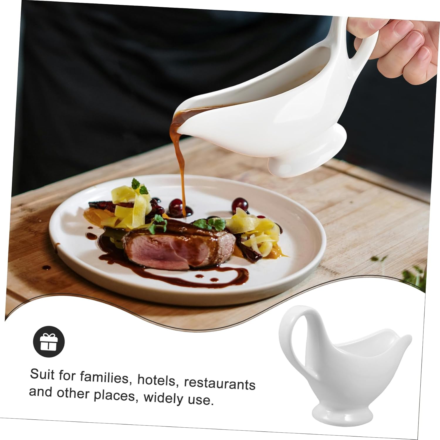 2pcs Sauce Boats Elegant Condiment Cups for Gravy Dressing Sauces for Home Hotel Restaurant Use